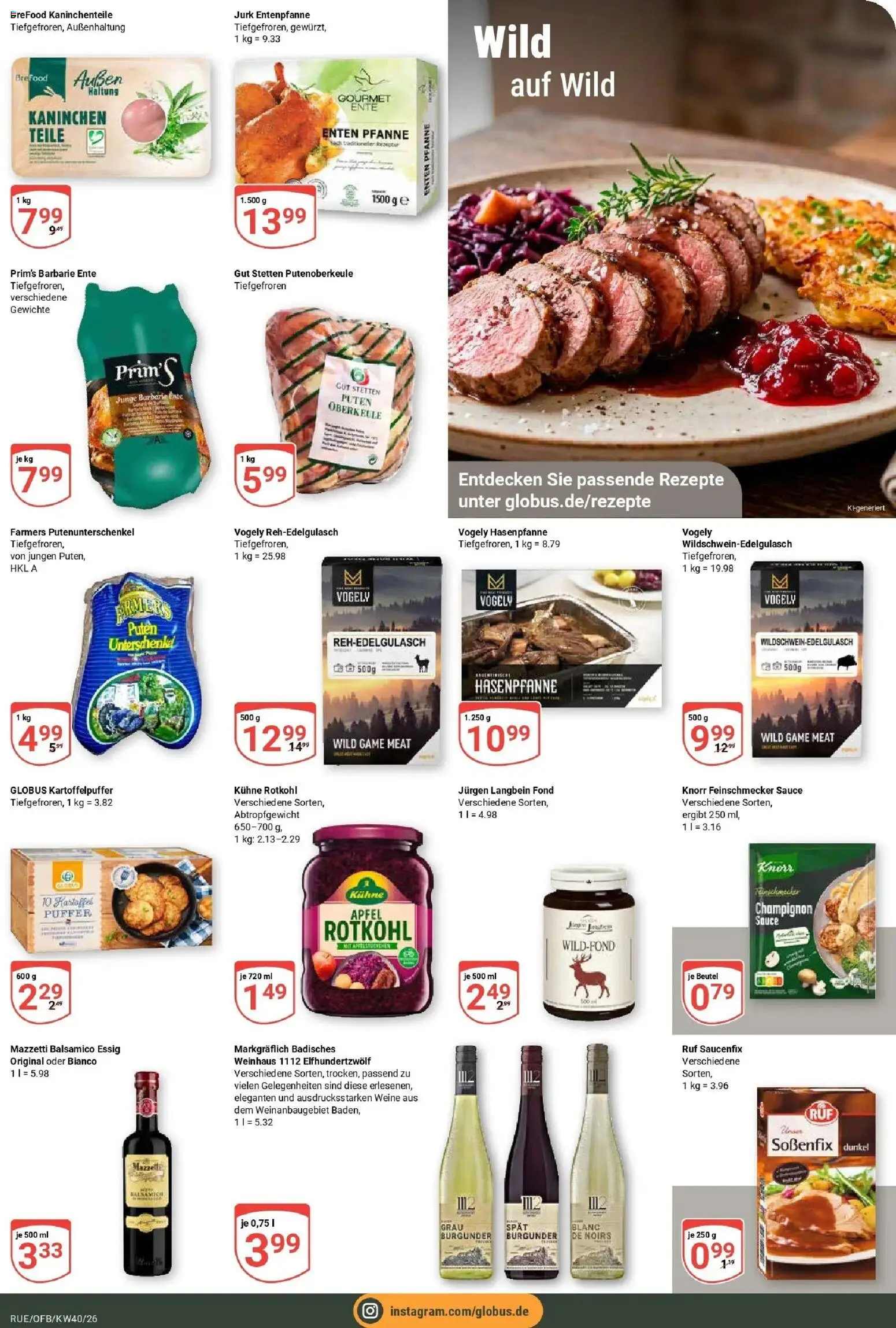 Globus Prospekt Rüsselsheim (ab 28.09.2026) » Angebote online | Seite: 13 | Produkte: Rotkohl, Essig, Kaninchen, Knorr