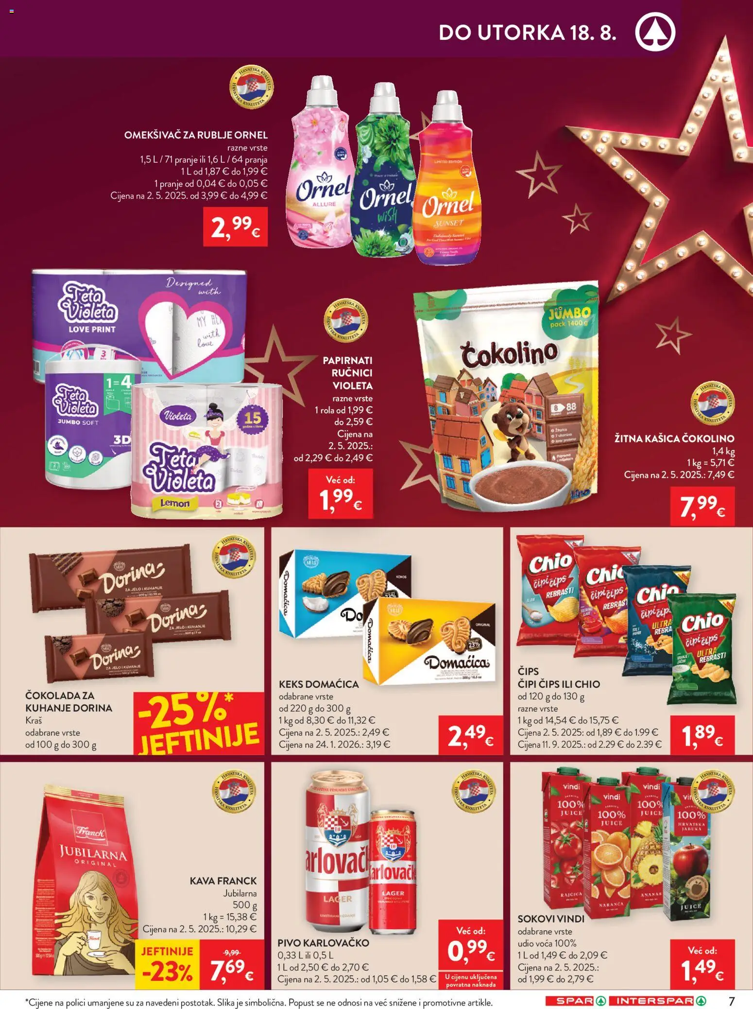 Interspar katalog | vrijedi od 12.08.2026 | Stranica: 7 | Proizvodi: Dorina, Feta, Čokolada, Omekšivač