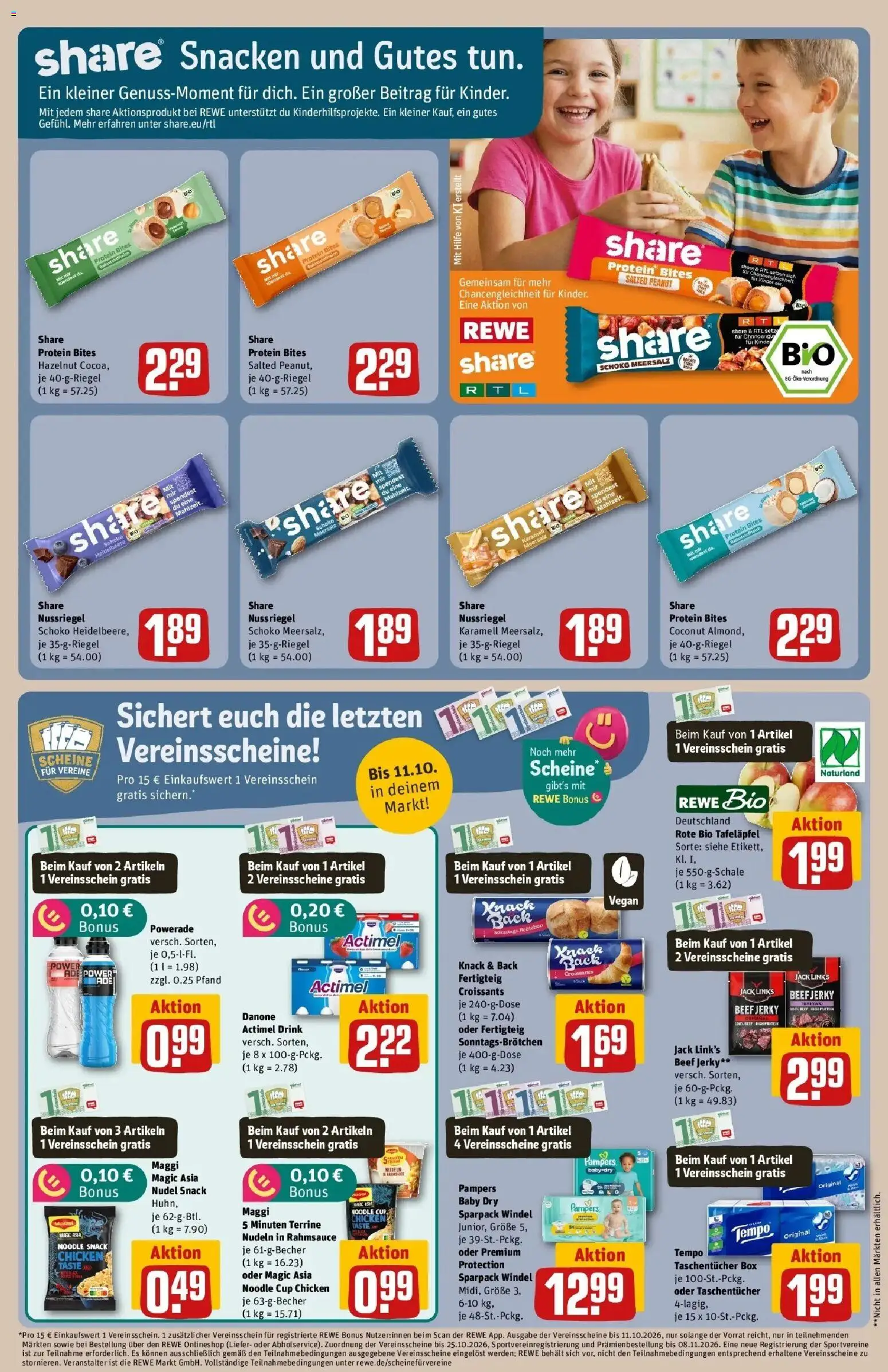 REWE Prospekt ab 05.10.2026 zum Blättern » Angebote | Seite: 17 | Produkte: Actimel, Taschentücher, Powerade, Nudeln