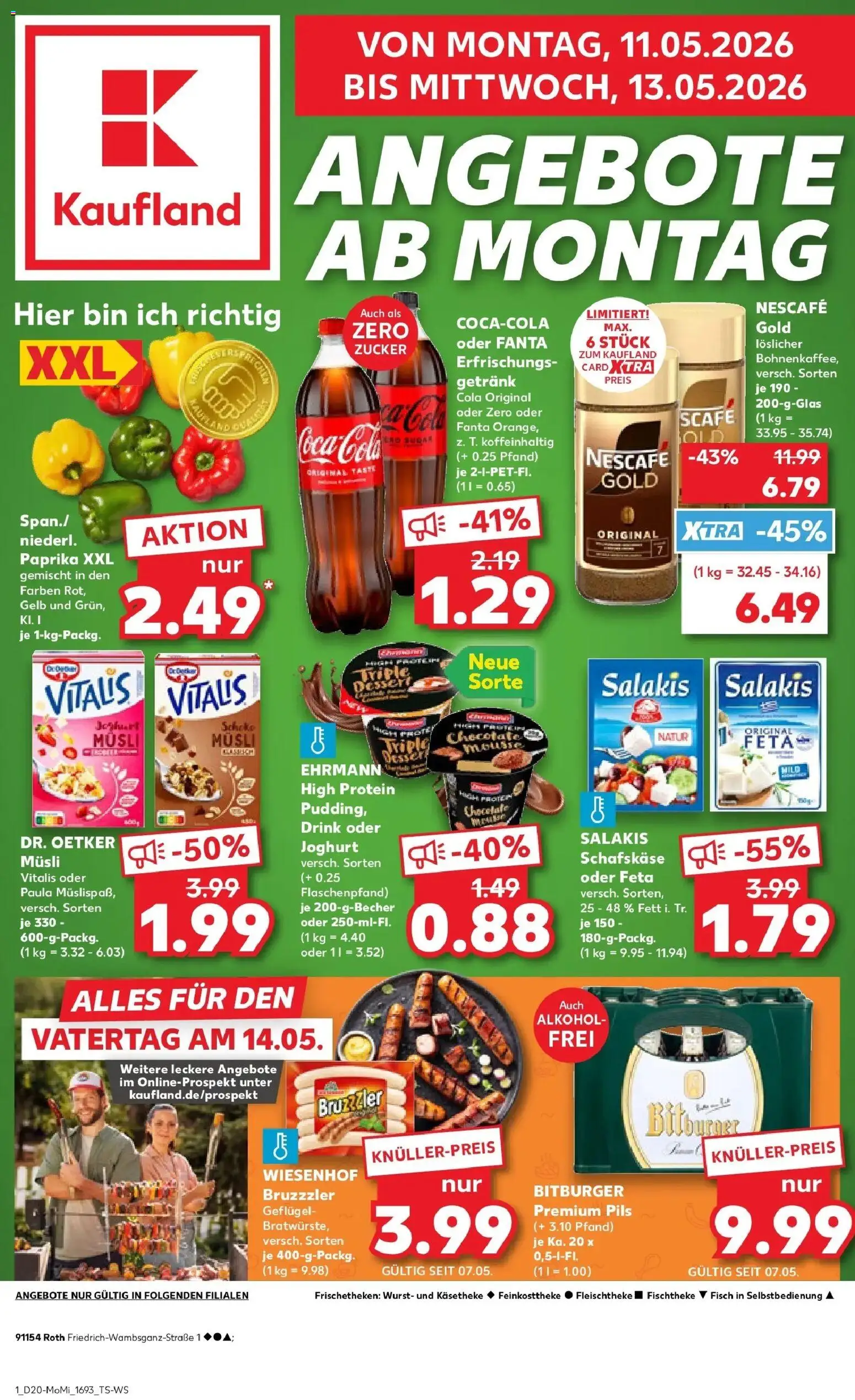 Kaufland Prospekt Roth	 – gültig ab 10.05.2026 | Seite: 1 | Produkte: Cola, Joghurt, Zucker, Schafskase