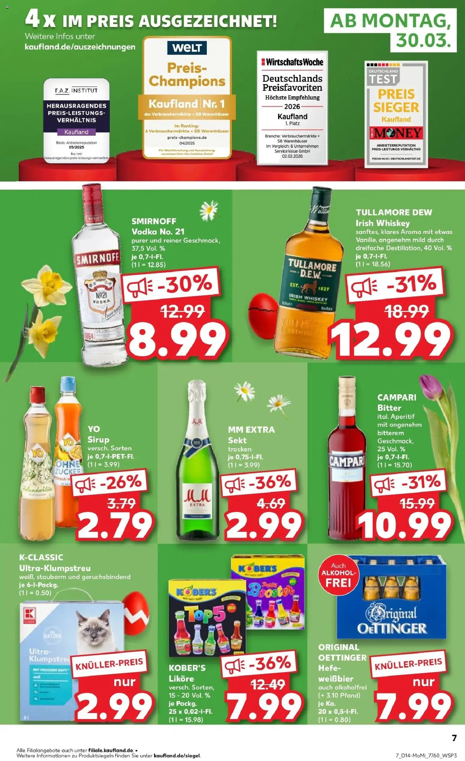Kaufland Prospekt Überlingen	 – gültig ab 30.03.2026 | Seite: 7 | Produkte: Weißbier, Sekt, Vodka, Whiskey