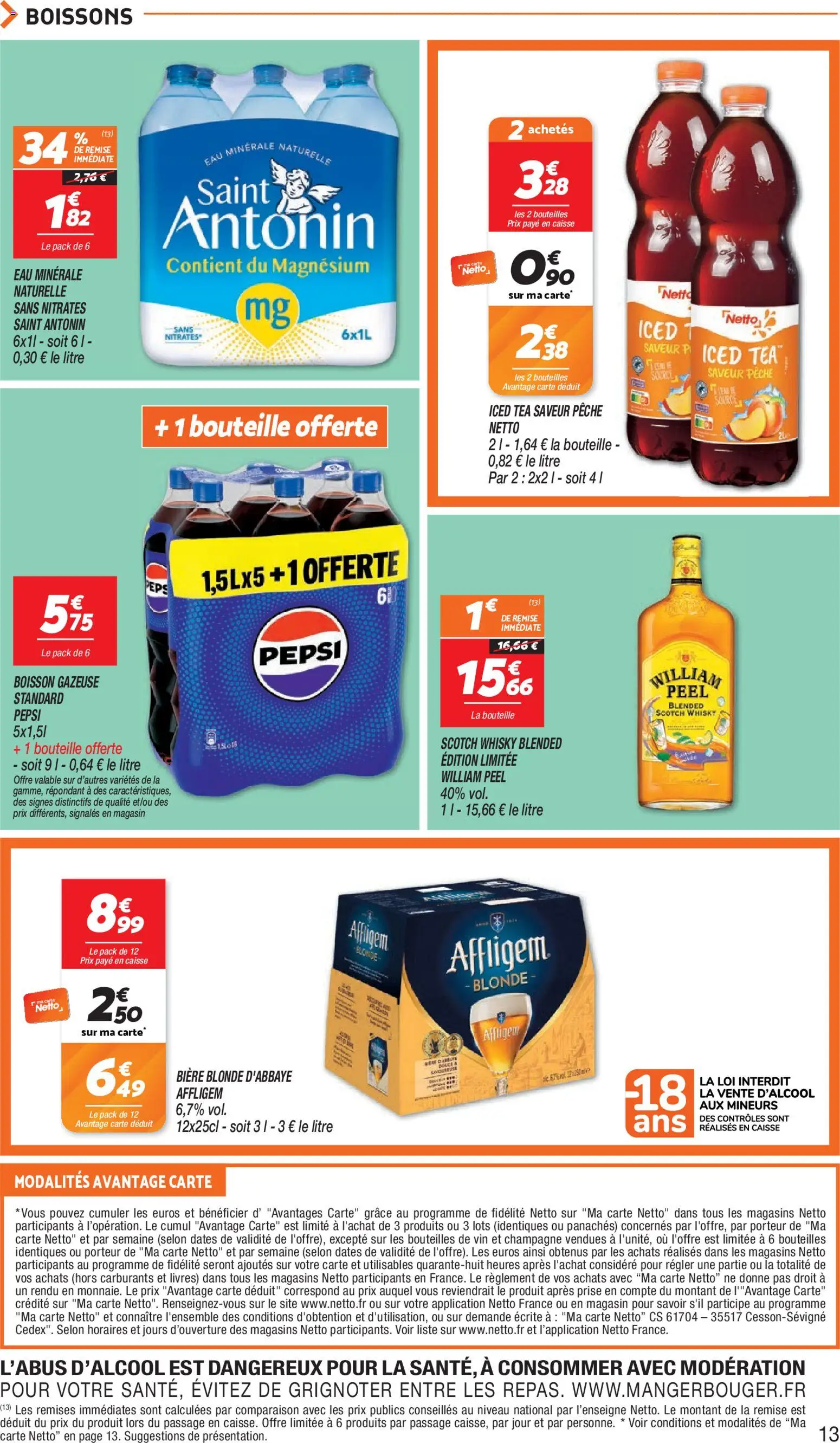 {H1} | Page: 13 | Produits: Eau minérale, Boisson, Bière blonde, Champagne