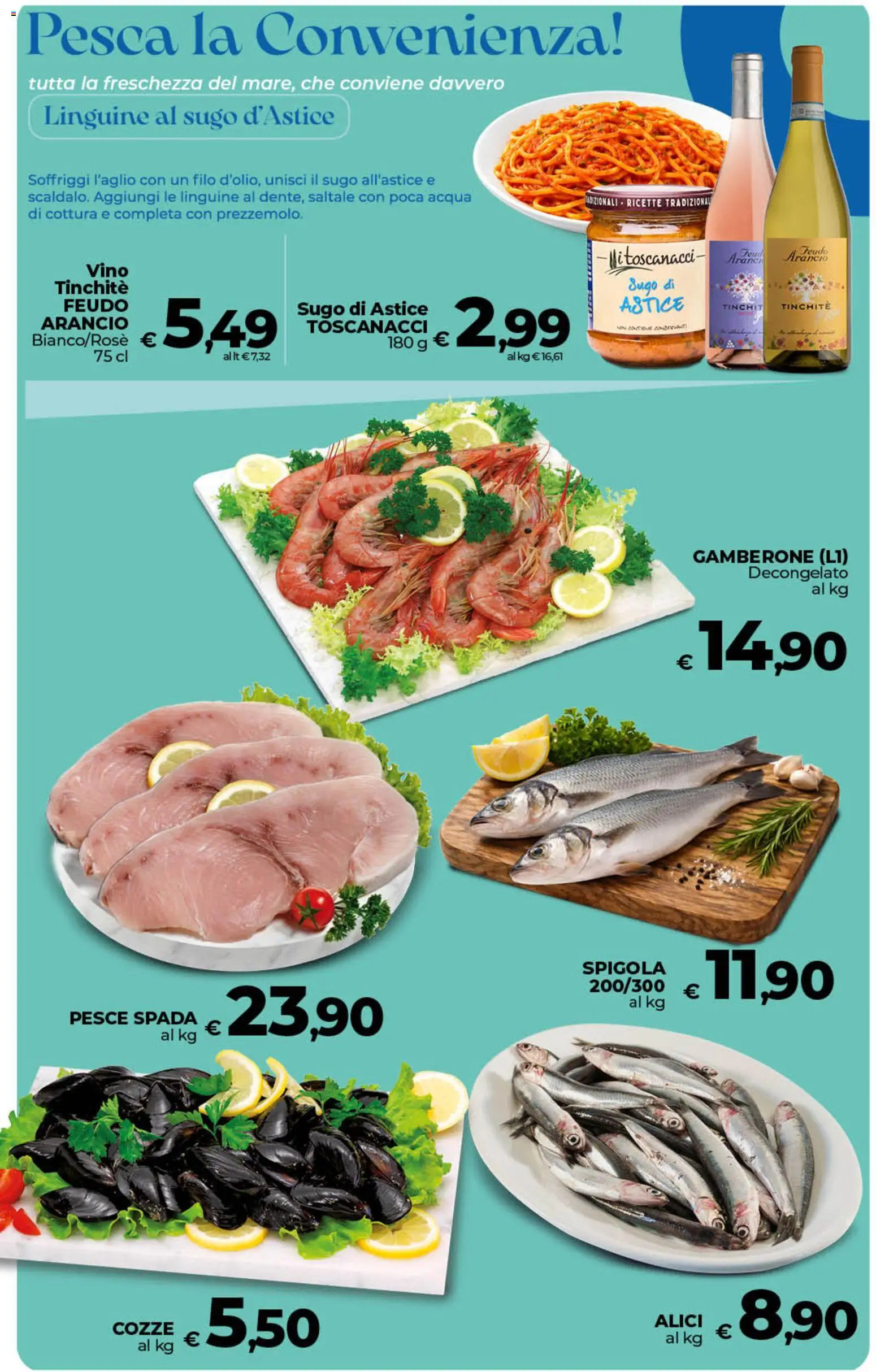 Volantino Ipercoop del 11/08/2026 | Pagina: 33 | Prodotti: Linguine, Cozze, Pesca, Sugo