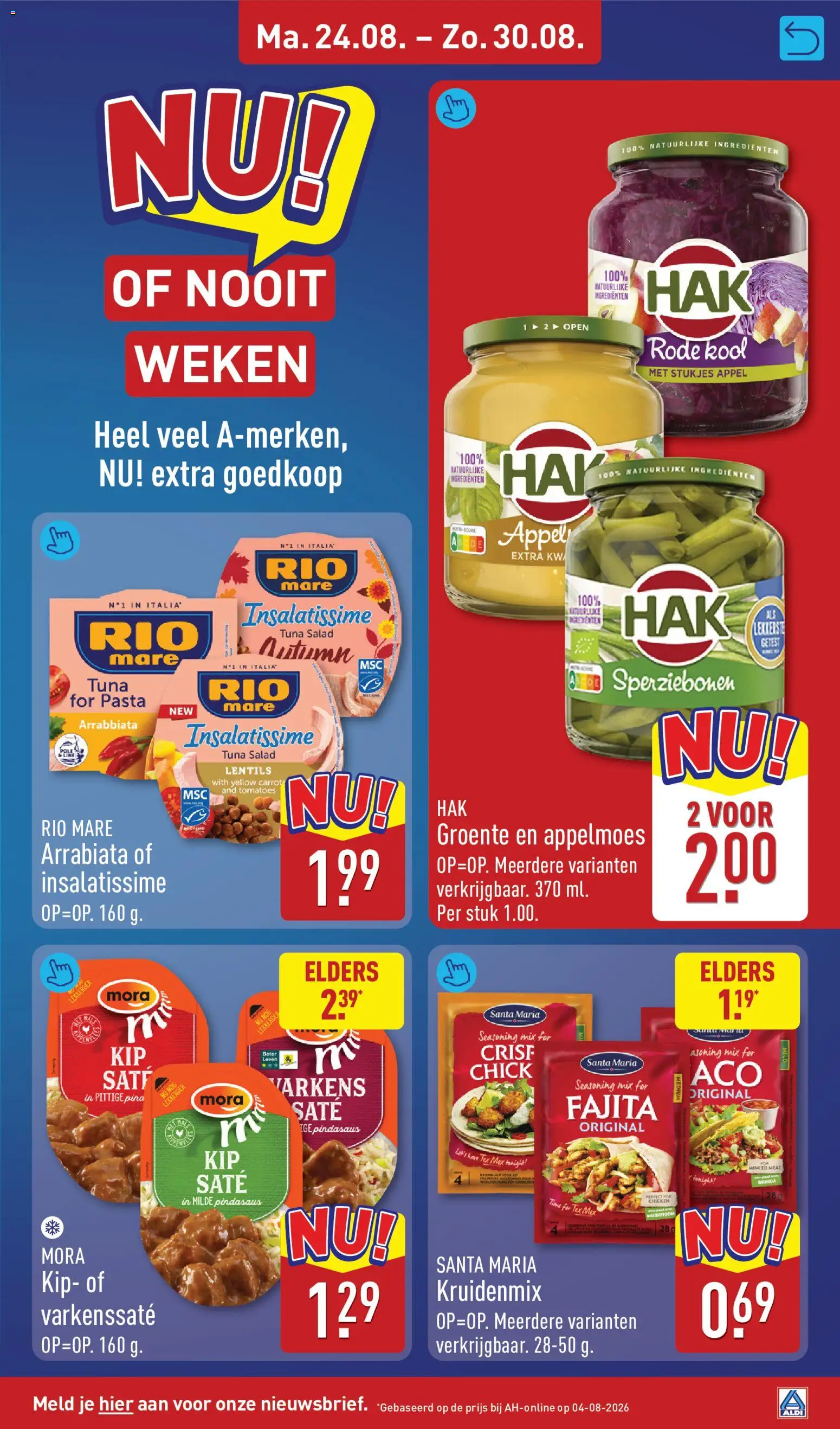 {H1} | Pagina: 25 | Producten: Kool, Pasta, Taco, Appelmoes