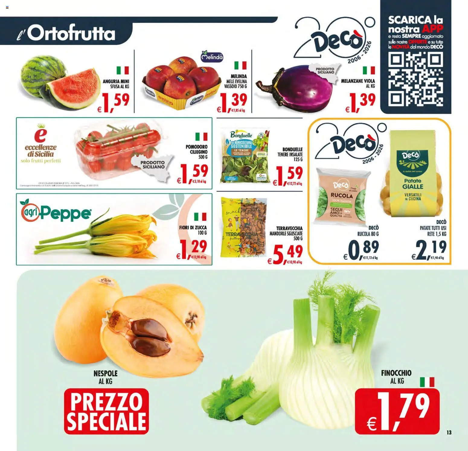 Volantino Decò del 19.05.2026 | Pagina: 13 | Prodotti: Pomodoro, Zucca, Melanzane, Vassoio