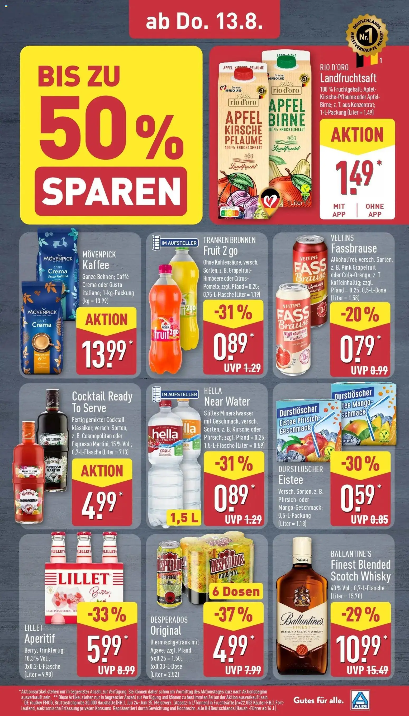 Aldi Wochenangebote (ab 10.08.2026) » Angebote Online | Seite: 33 | Produkte: Martini, Mango, Movenpick kaffee, Birne