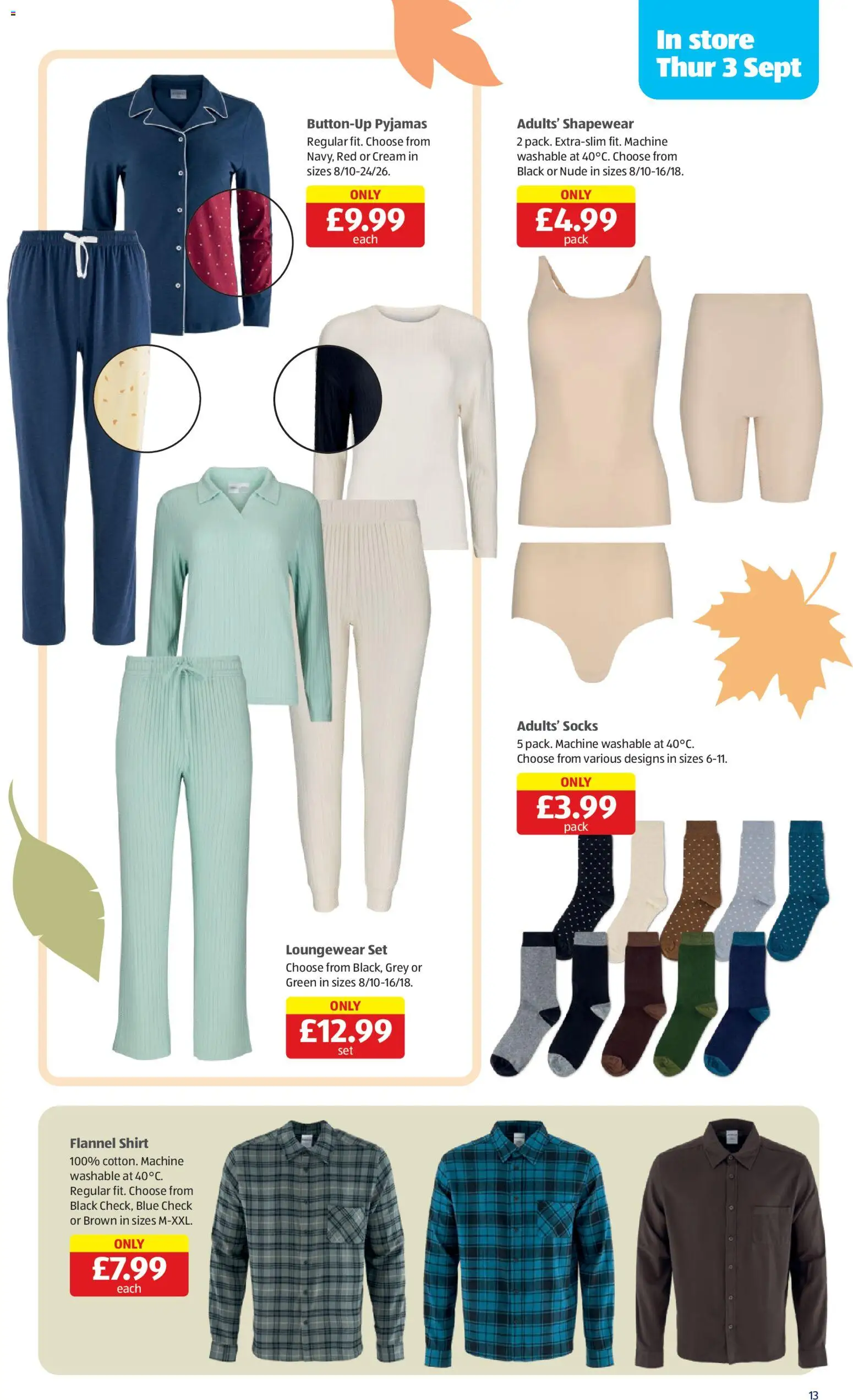 {H1} | Page: 13 | Products: Shirt, Socks, Cream, Pyjamas