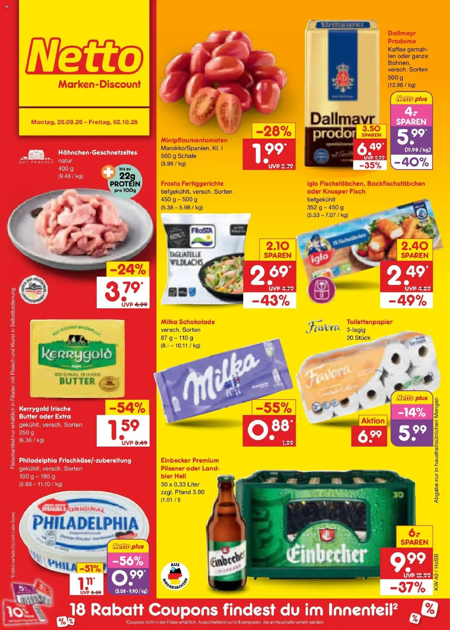 Netto Marken-Discount Prospekt Hannover – gültig ab 28.09.2026 | Seite: 1 | Produkte: Schokolade, Bier, Milka, Dallmayr