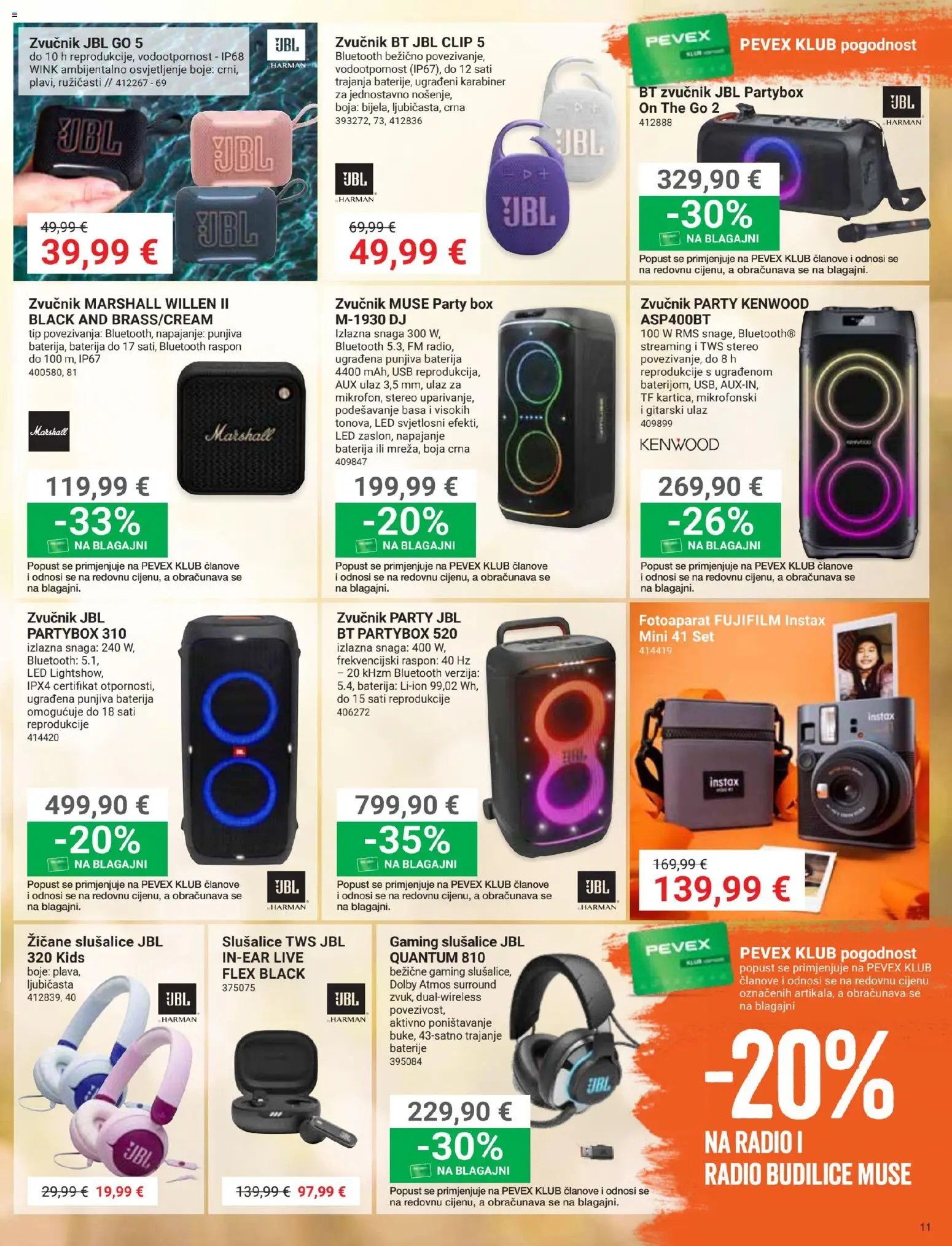 Pevex katalog | vrijedi od 27.08.2026 | Stranica: 11 | Proizvodi: Led, Slušalice, Fotoaparat, USB