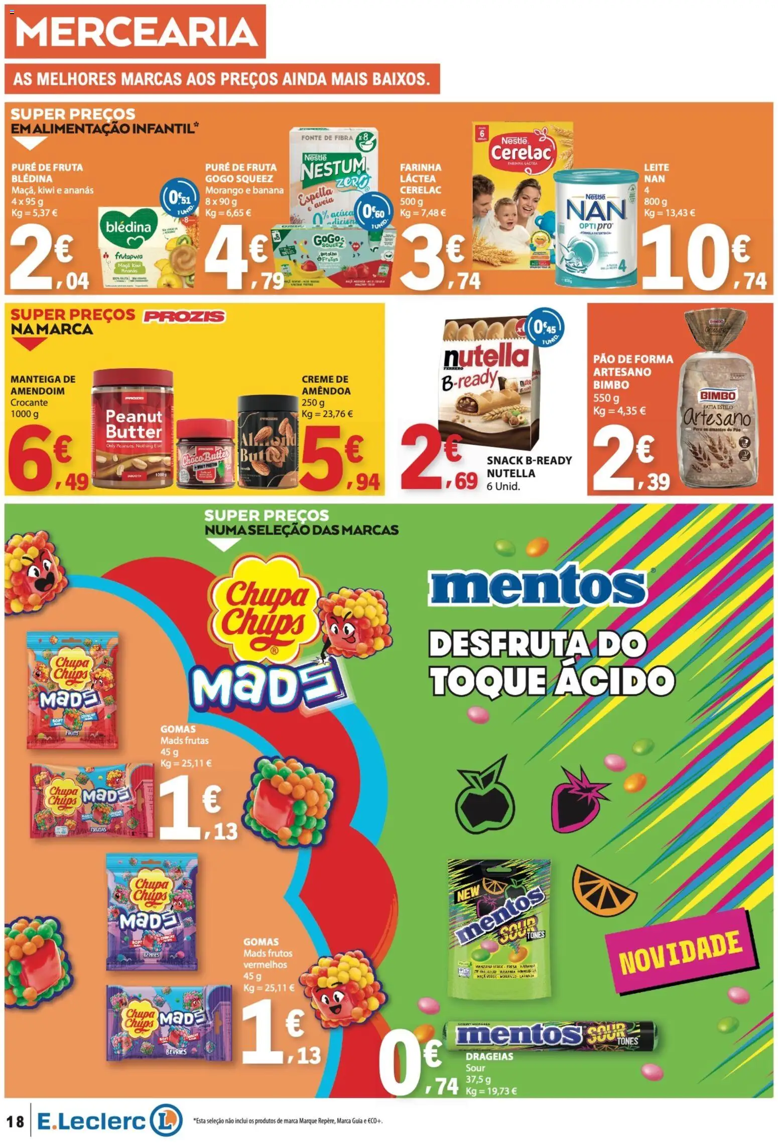 E.Leclerc folheto │ válido de 20/08/2026 | Página: 18 | Produtos: Pão de forma, Nestlé, Gomas, Kiwi