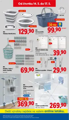 Náhled letáku W5 Sušák na prádlo 30 m, Sušák na prádlo 30 m, 3 oboustranně sklopné úrovně, 65 x 136 x 70 cm od 14.05.2026 | Strana: 31 | Produkty: Koš na prádlo, Kolíčky, Koš, W5