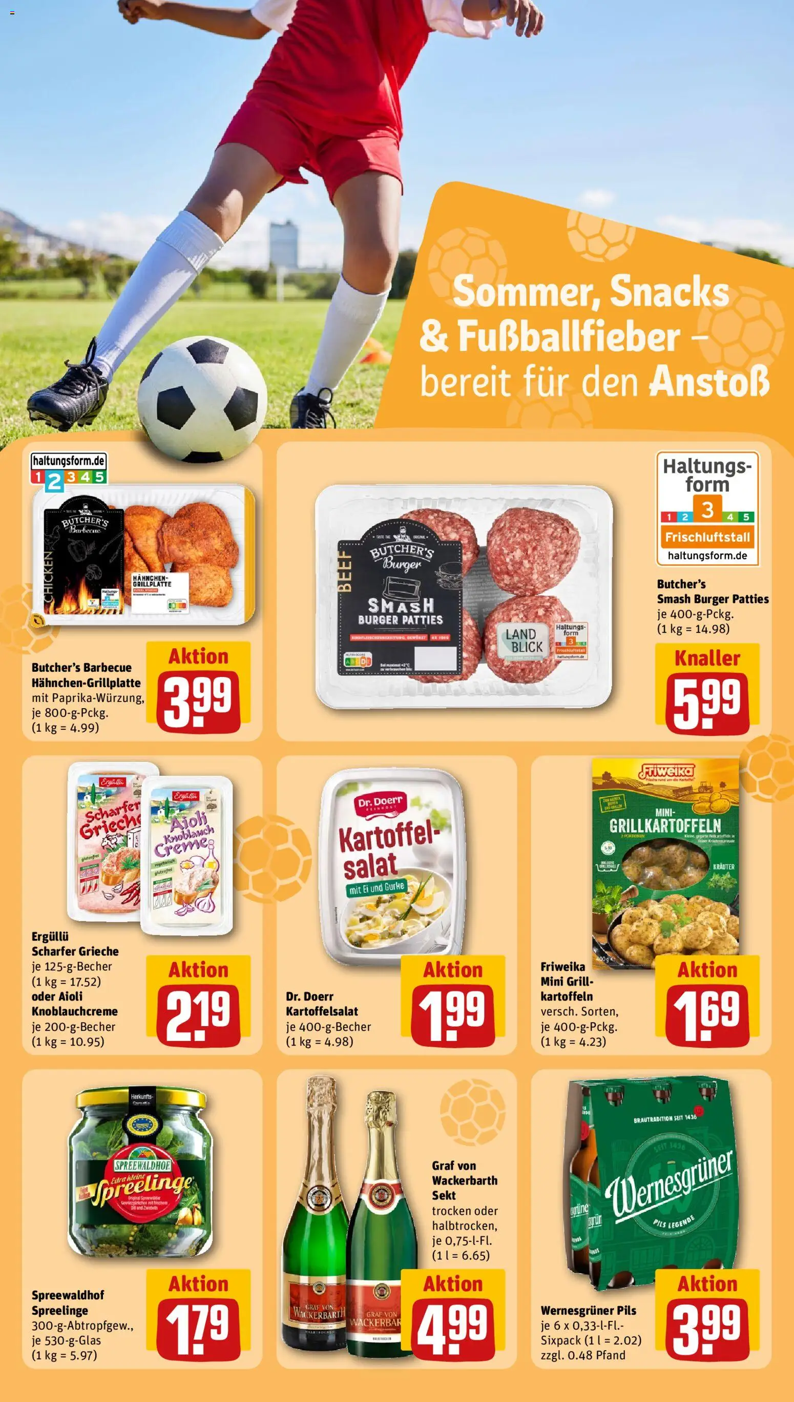 Rewe Prospekt – gültig ab 08.06.2026 | Seite: 14 | Produkte: Sekt, Burger, Knoblauch, Salat