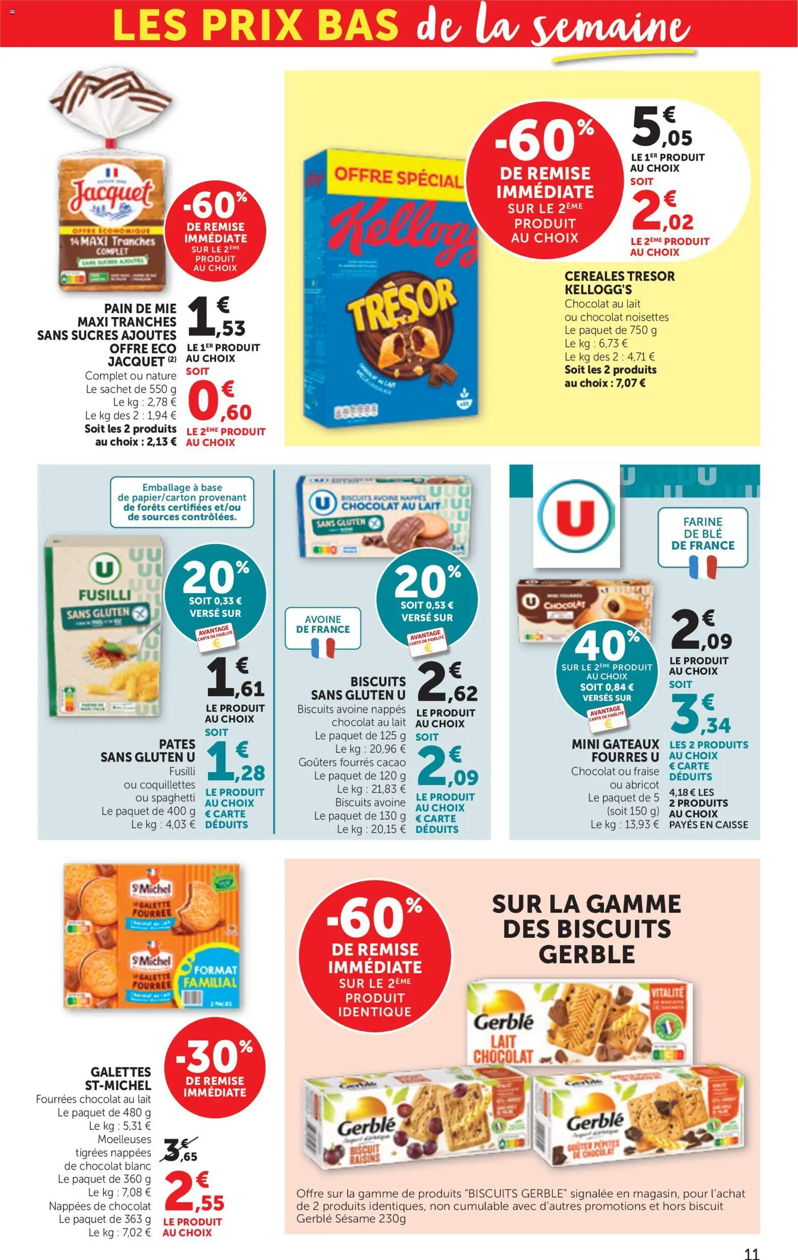 {H1} | Page: 11 | Produits: Abricot, Pain de mie, Céréales, Biscuits