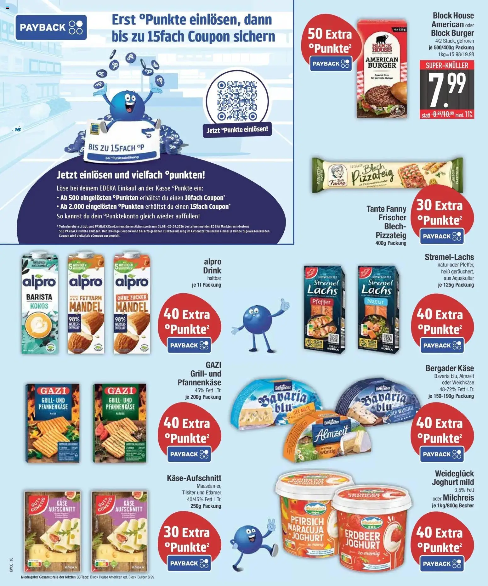 E center Prospekt Ingolstadt (ab 31.08.2026) zum Blättern | Seite: 16 | Produkte: Burger, Edamer, Alpro, Zucker