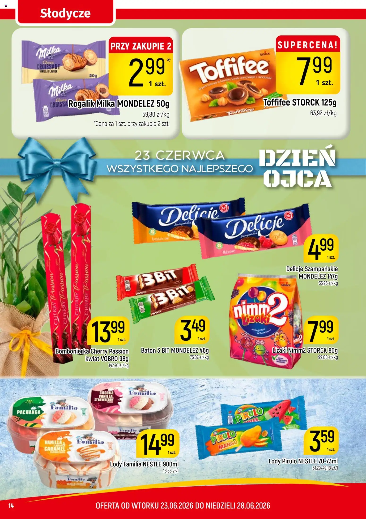 Piotruś Pan gazetka od 23.06.2026 | Strona: 14 | Produkty: Milka, Baton, Lizaki, Lody