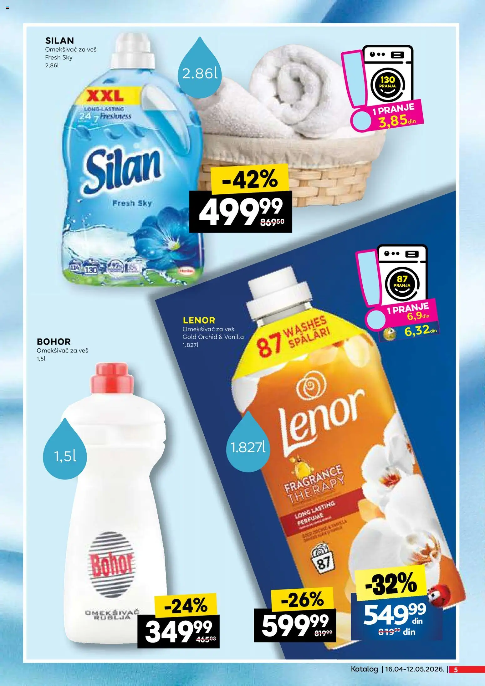 Idea katalog - važi od 16.04.2026 | Strana: 5 | Proizvode: Lenor, Silan, Omekšivač za veš
