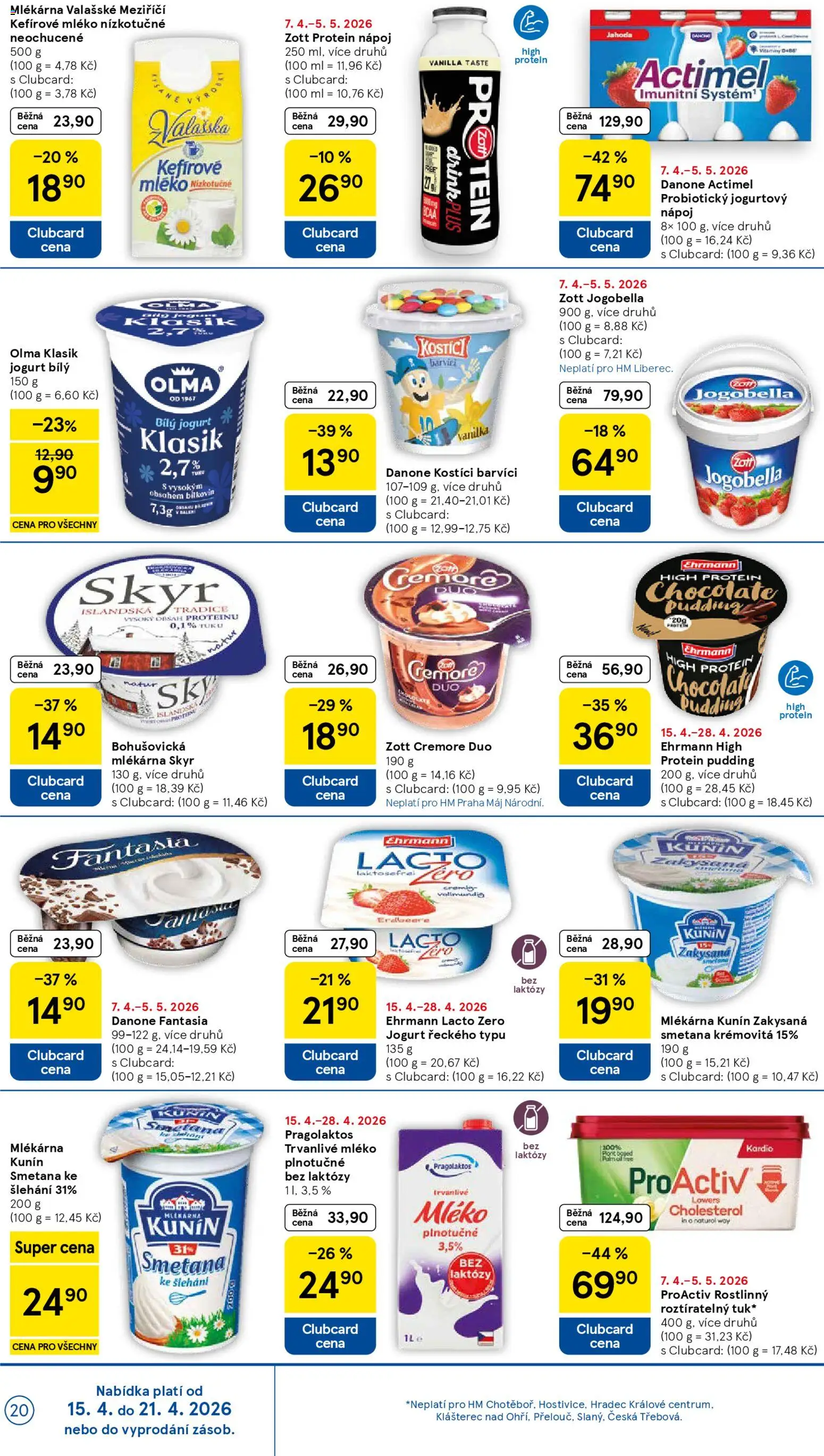 Tesco leták - Hypermarket od 15.04.2026 | Strana: 20 | Produkty: BCAA, Jogobella, Bílý jogurt, Protein