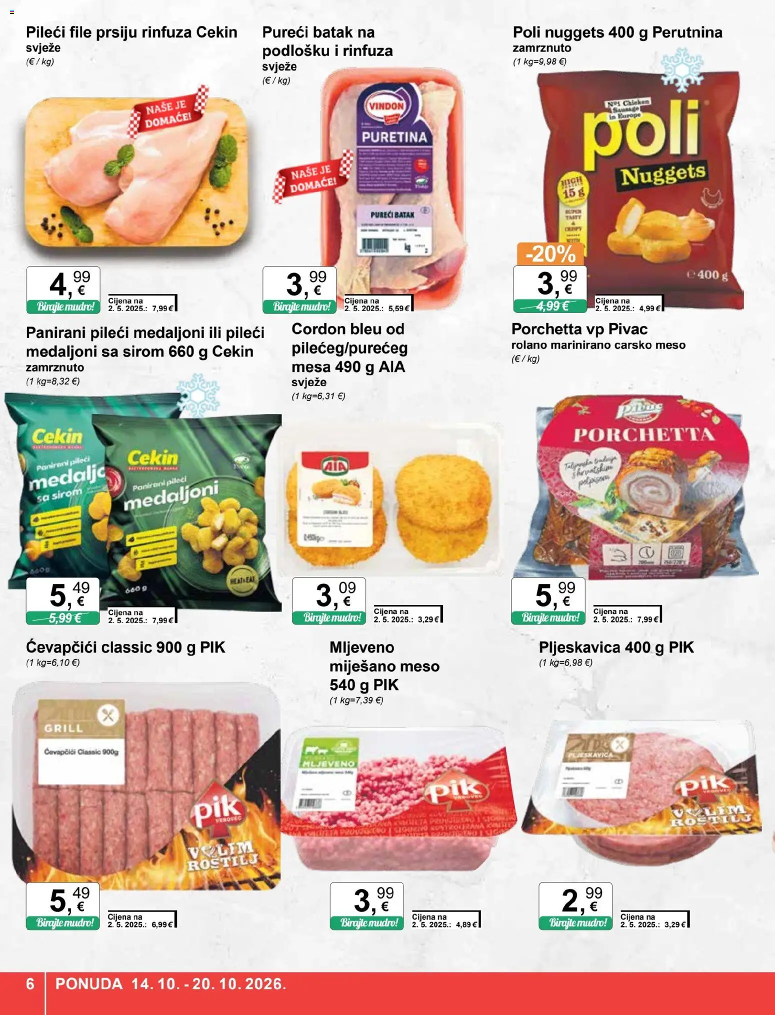 KTC katalog | vrijedi od 14.10.2026 | Stranica: 6 | Proizvodi: Puretina, File, Pileći medaljoni, Pileći file