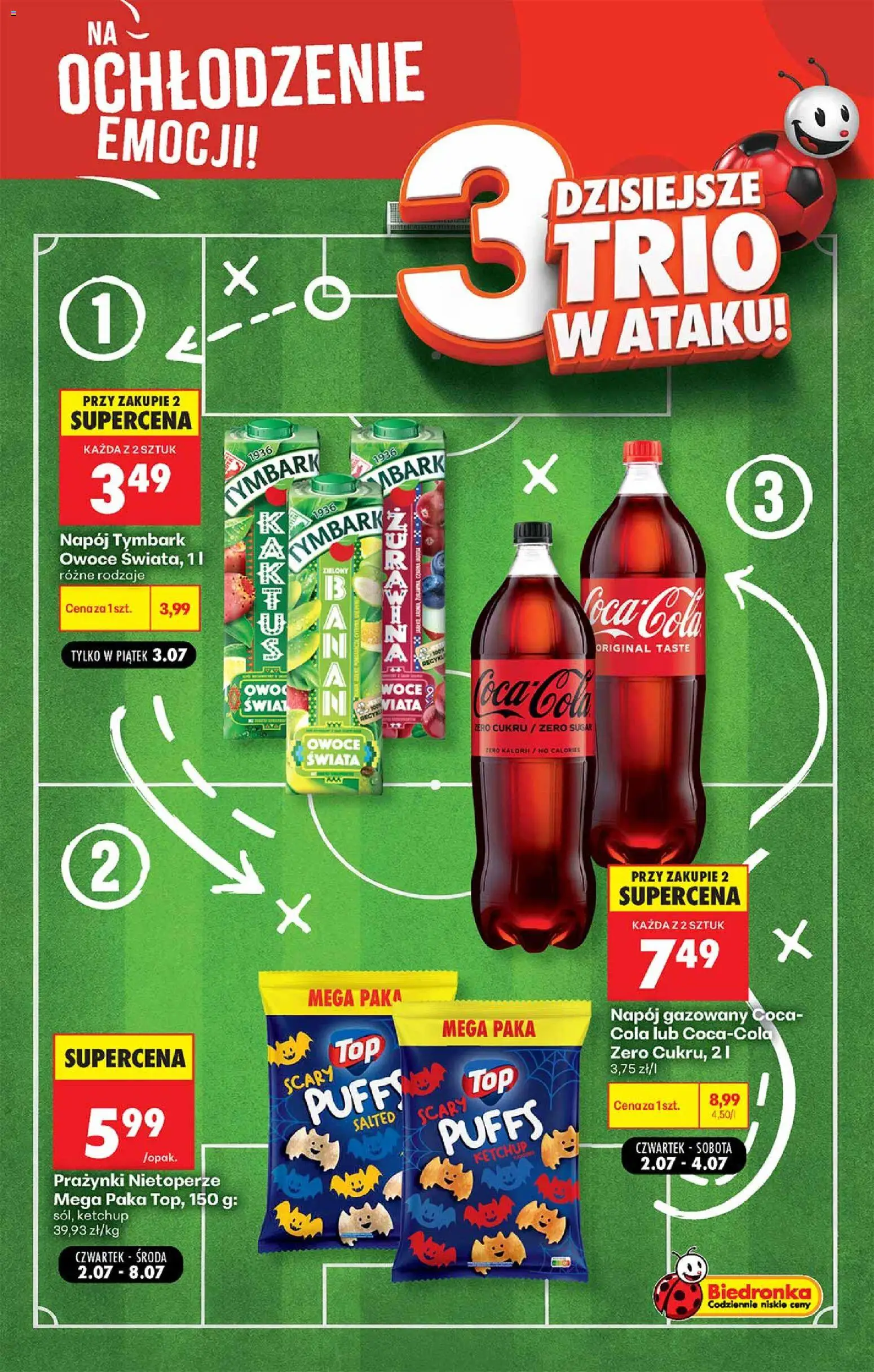 Biedronka gazetka - Football od 03.07.2026 | Strona: 3 | Produkty: Top, Ketchup, Coca cola, Owoce