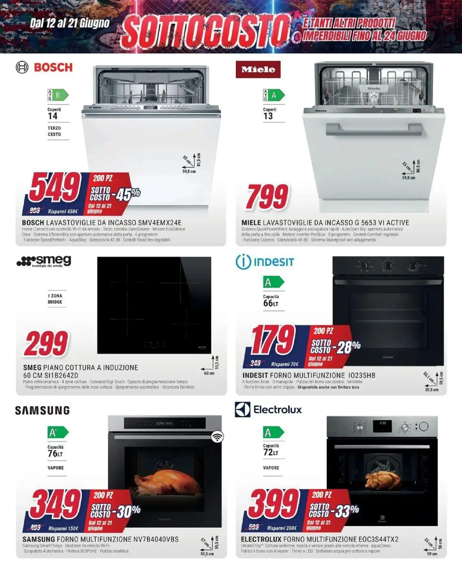 Volantino Trony del 11.06.2026 | Pagina: 22 | Prodotti: Piano cottura, Lavastoviglie, Forno, Samsung