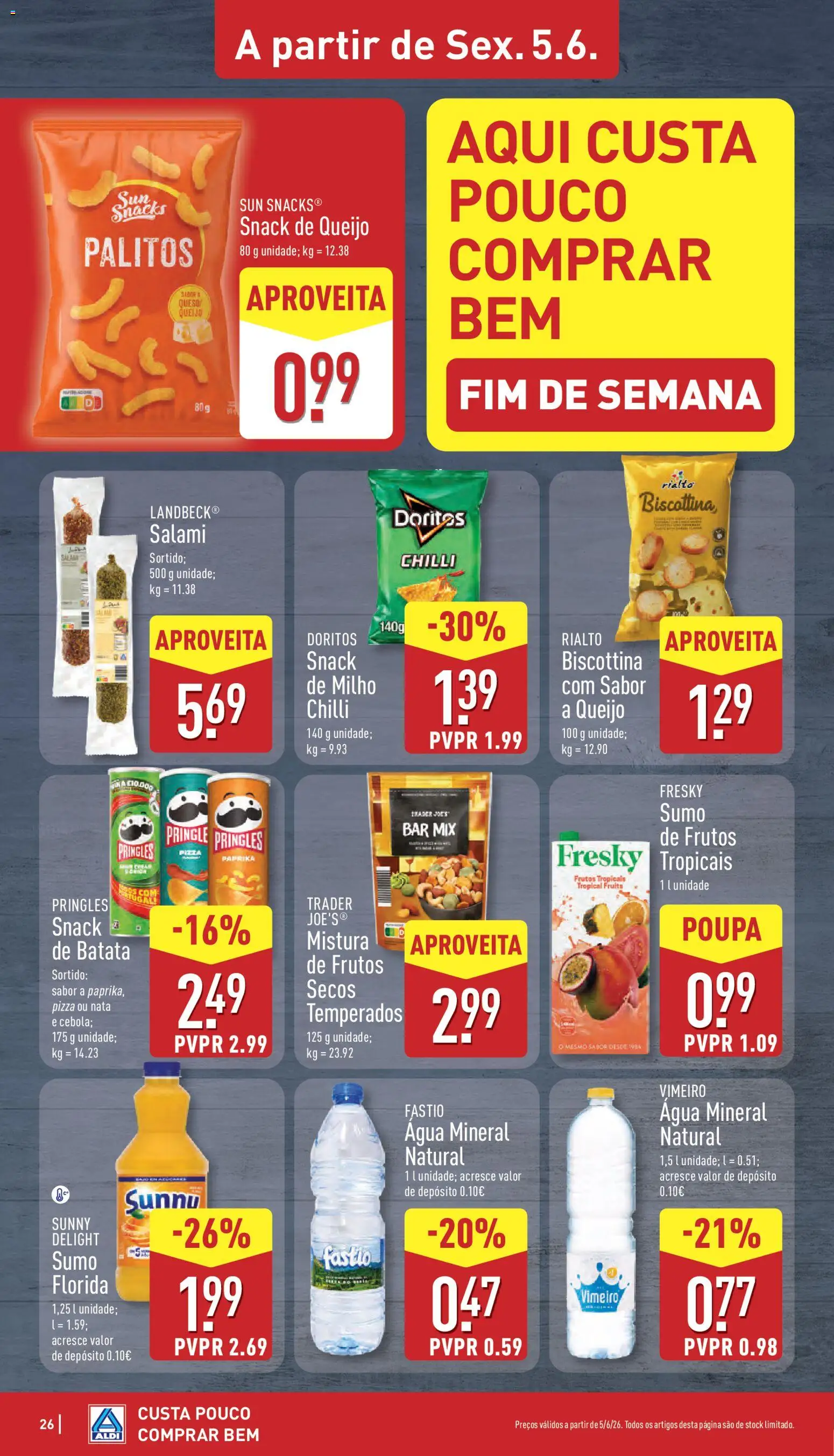 Aldi folheto │ válido de 01.06.2026 | Página: 26 | Produtos: Agua, Pizza, Nata, Água mineral
