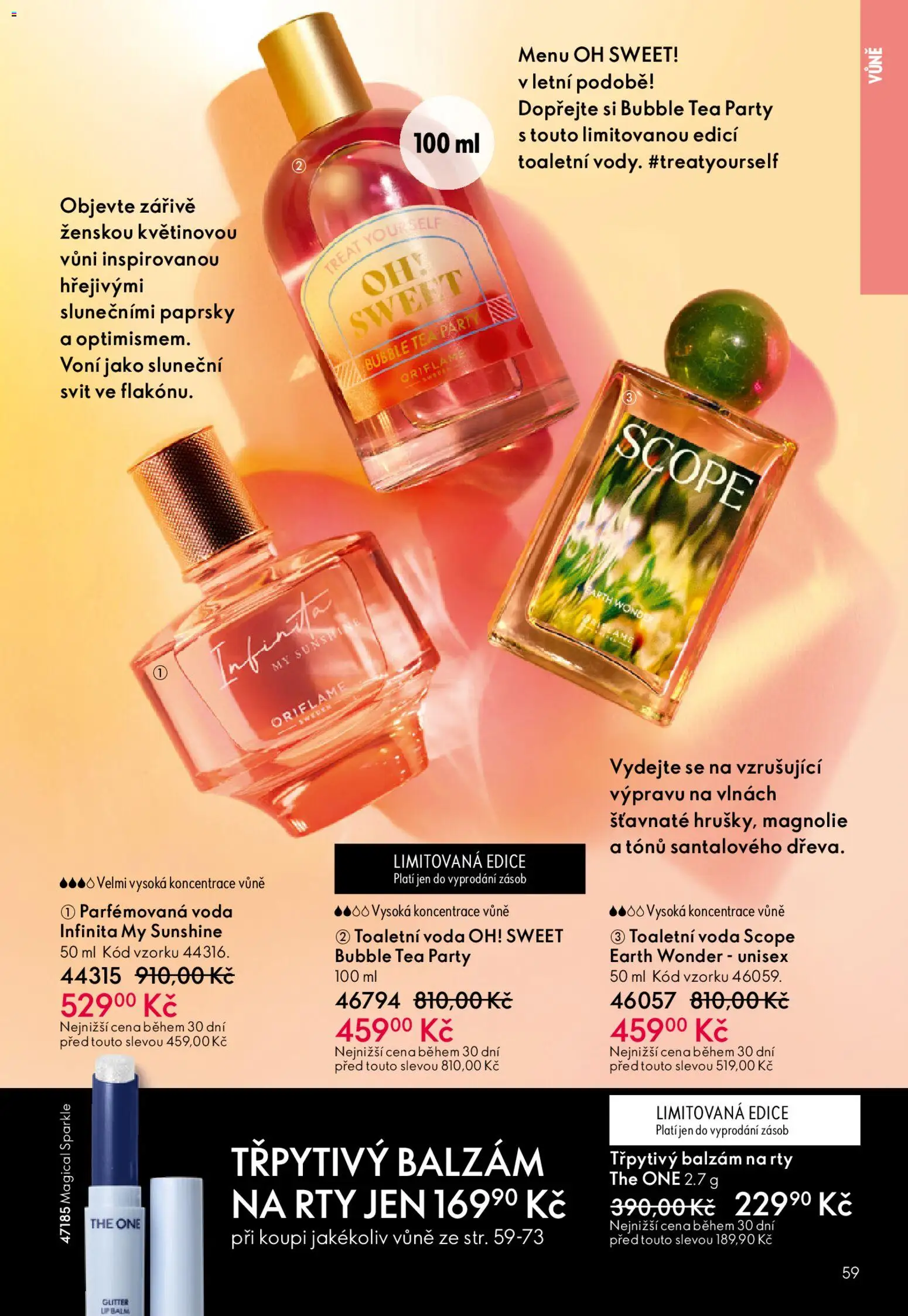 Oriflame katalog č. 06/2026 od 15.04.2026 | Strana: 59 | Produkty: Voda, Balzám na rty, Toaletní voda