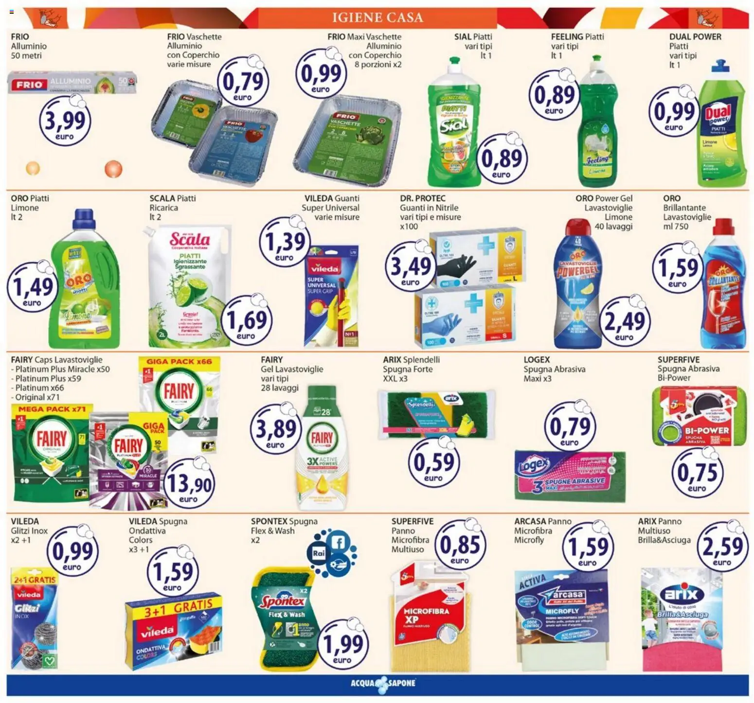 Volantino Acqua e Sapone del 23.02.2026 | Pagina: 14 | Prodotti: Spugna, Panno microfibra, Scala, Alluminio