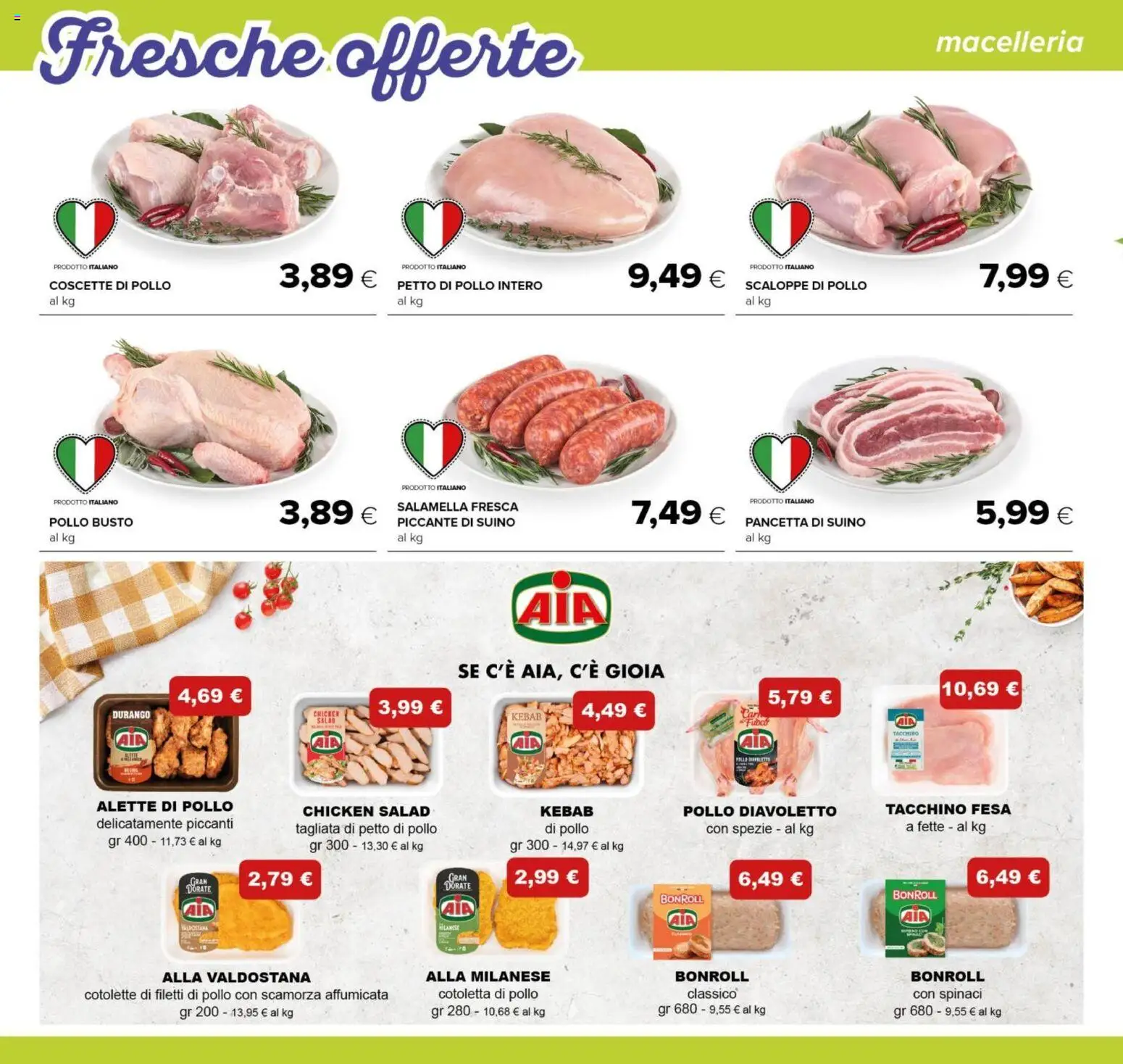 Volantino Tigre del 21.05.2026 | Pagina: 2 | Prodotti: Petto di Pollo, Salamella, Tacchino, Spinaci