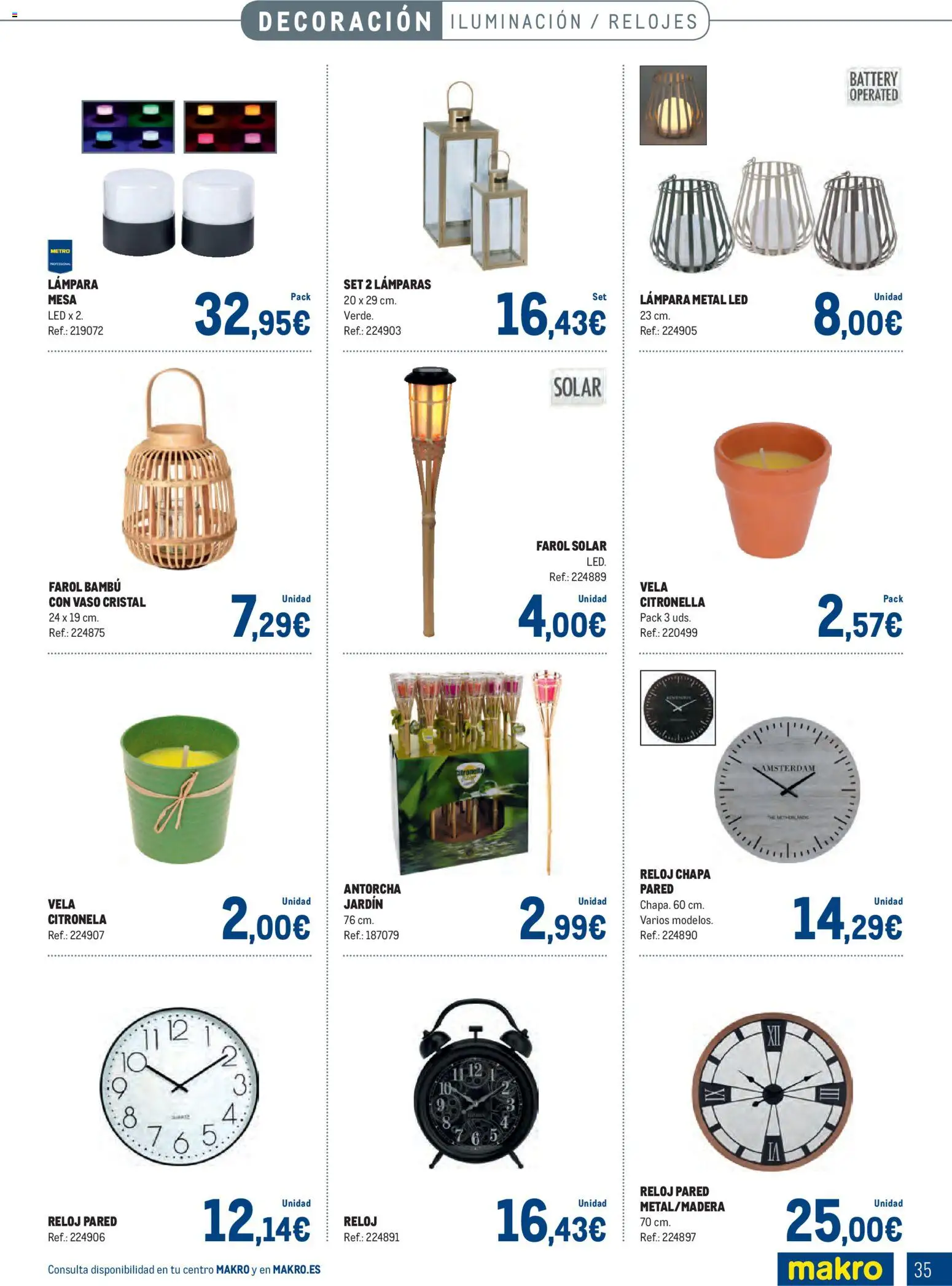 Makro - Especial Terrazas │ válido desde el 09.03.2026 | Página: 35 | Productos: Farol, Reloj, Galette de chaise, Lámpara