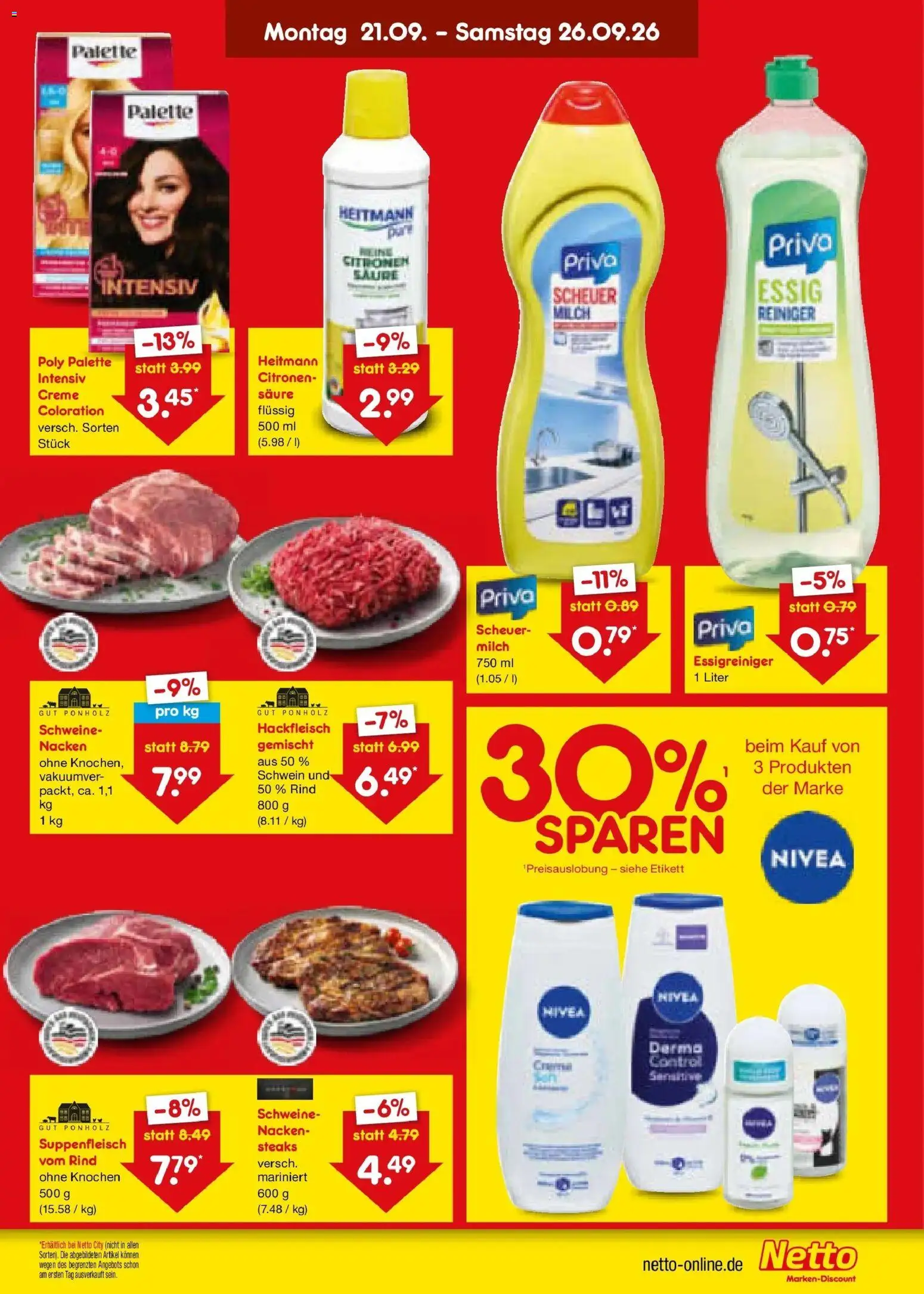 Netto Marken-Discount Prospekt Gemmingen – gültig ab 28.09.2026 | Seite: 37 | Produkte: Essig, Creme, Suppenfleisch, Hackfleisch