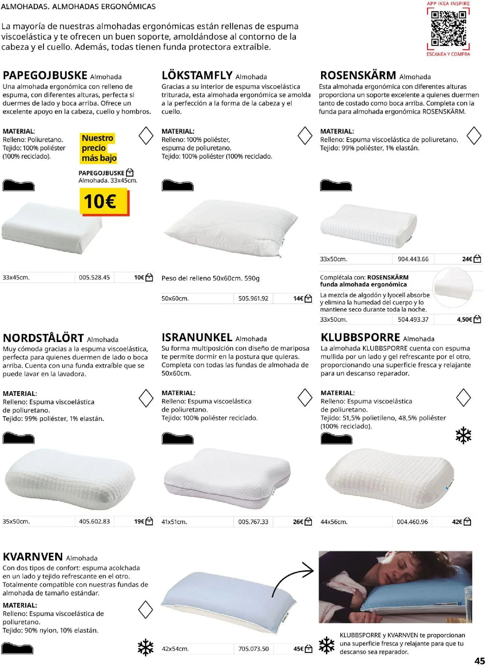 Catálogo IKEA Confort │ válido desde el 01.02.2026 | Página: 45 | Productos: Té, Funda, Peso, Almohada