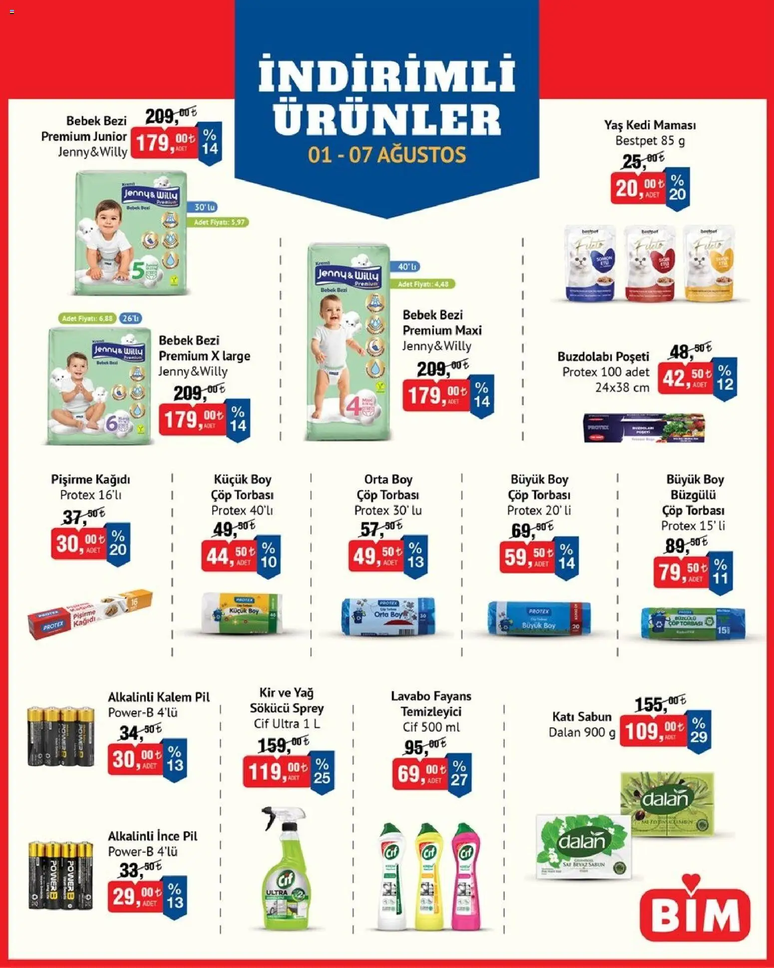 BİM Katalog - 01 Ağustos 2026 tarihinden itibaren geçerlidir | Sayfa: 2 | Ürünler: Çöp torbası, Lavabo, Pil, Yağ
