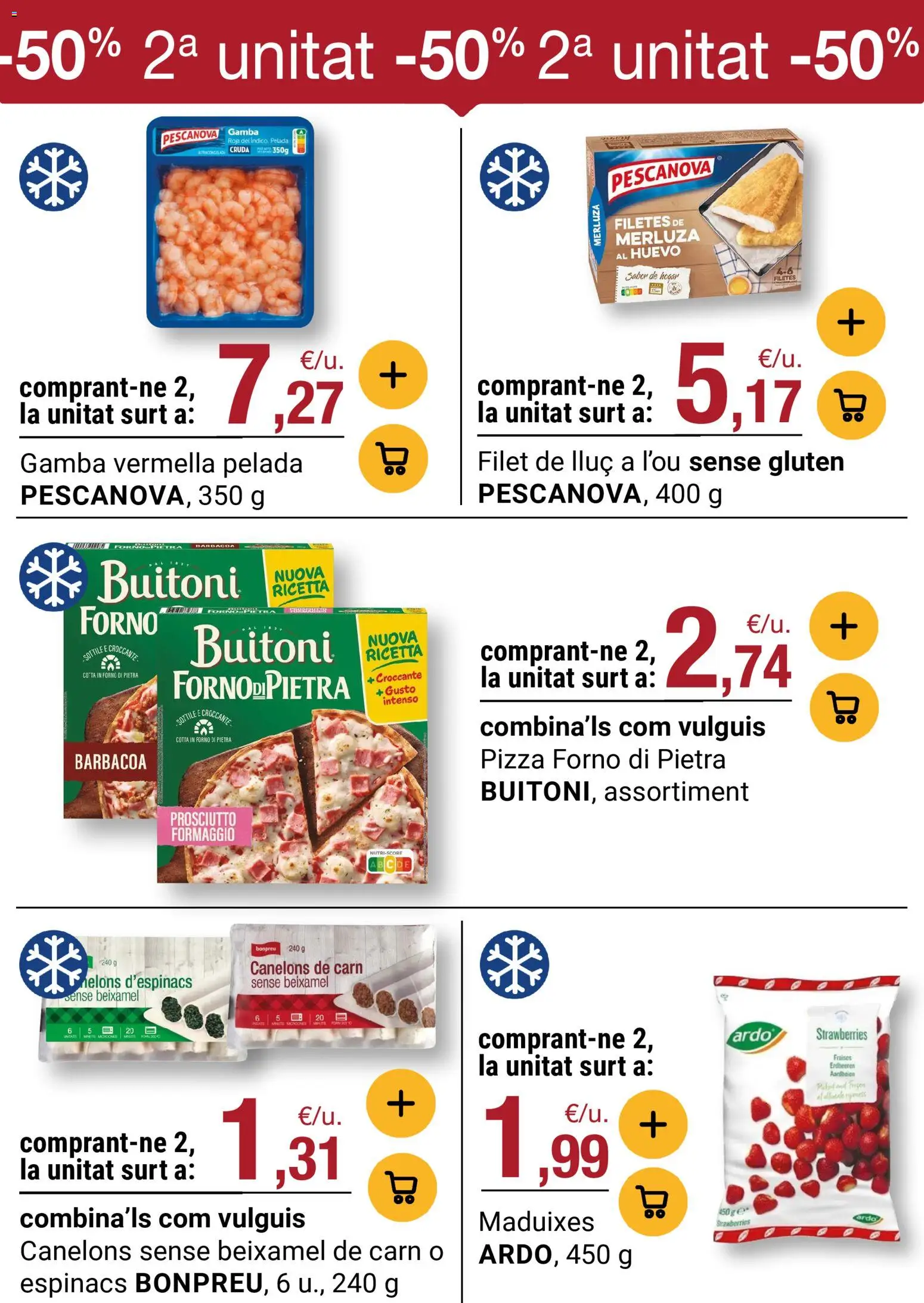 Bonpreu folleto │ válido desde el 03.03.2026 | Página: 25 | Productos: Pizza, Filetes de merluza, Barbacoa, Gamba