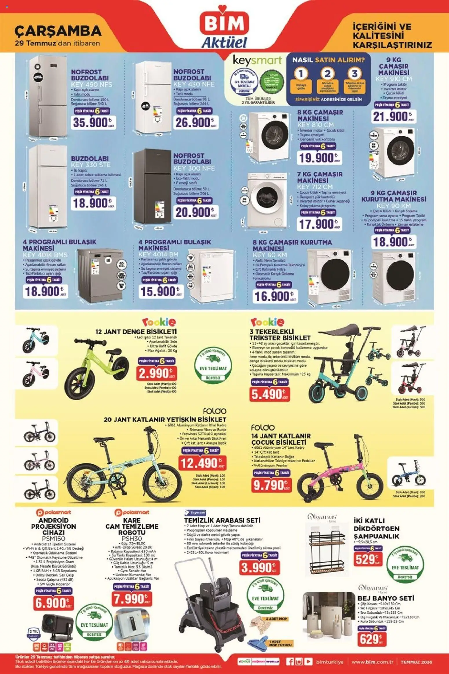 BİM - Katalog Çarşamba - 29 Temmuz 2026 tarihinden itibaren geçerlidir | Sayfa: 1 | Ürünler: Parlatıcı, Kurutma makinesi, Ses, Hoparlör