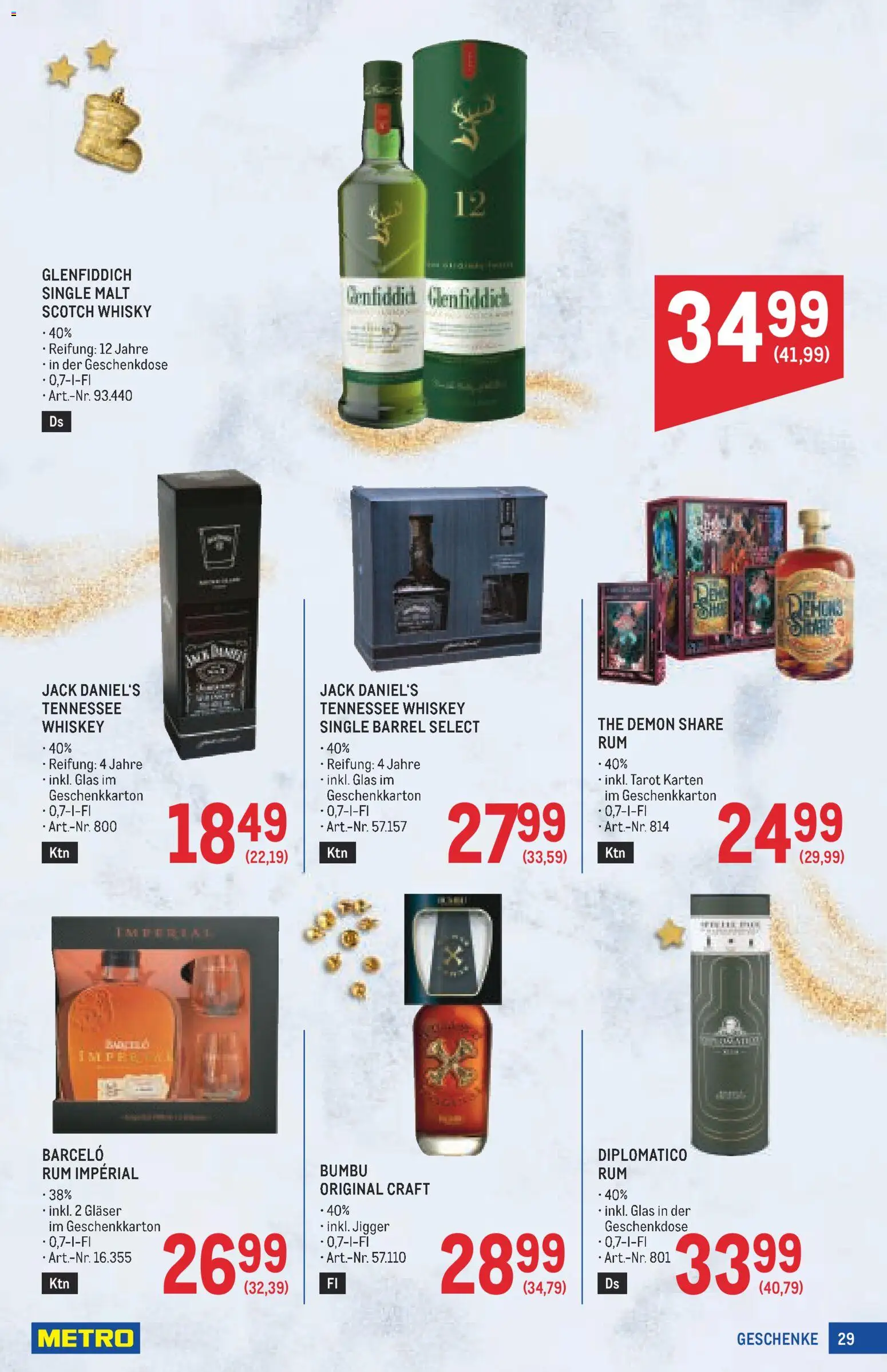 Metro angebote Weihnachtsdeko gültig ab 15.10.2026 | Seite: 29 | Produkte: Whiskey
