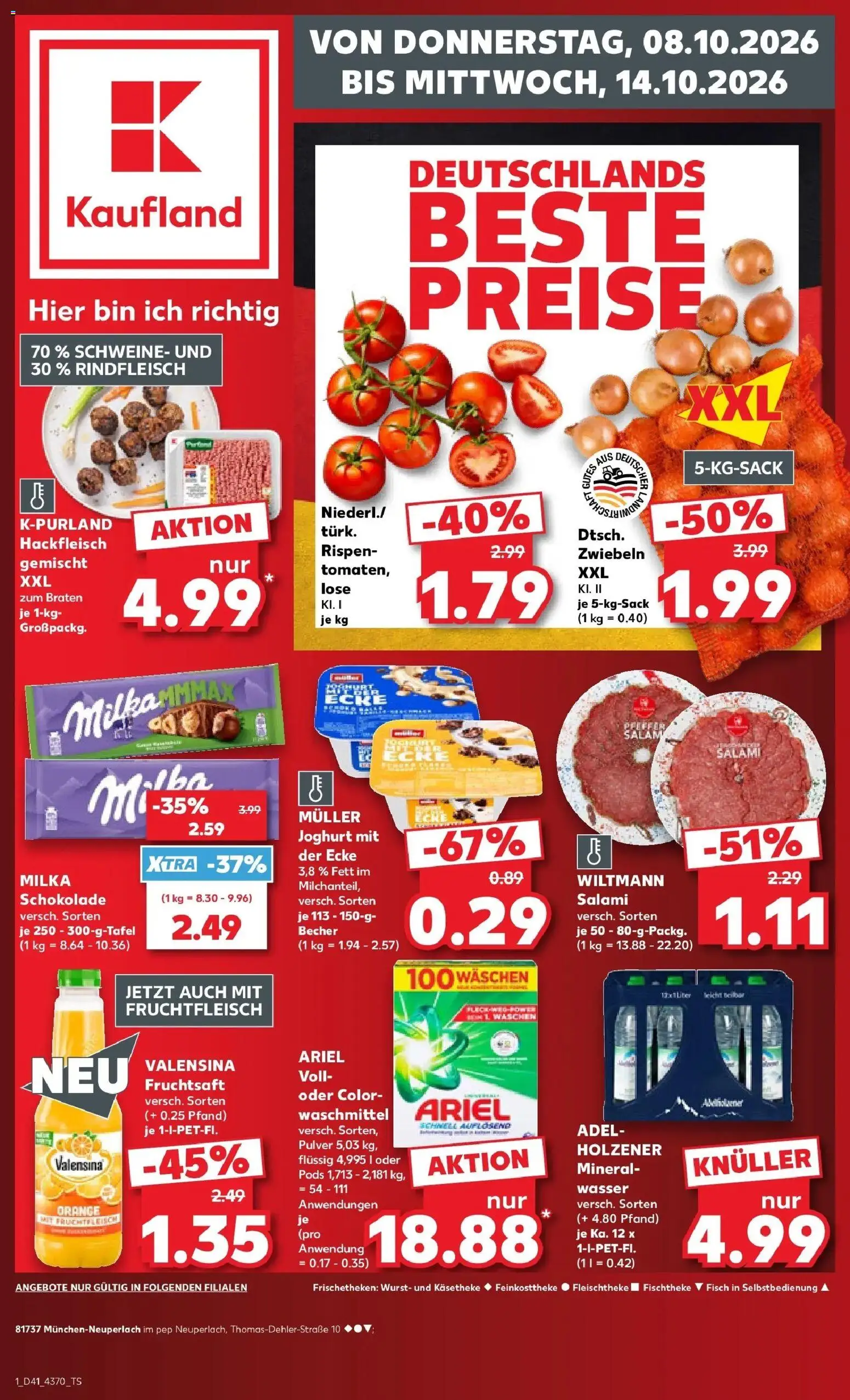 Prospekt Kaufland ab 08.10.2026 » Angebote Online zum Blättern | Seite: 1 | Produkte: Joghurt, Valensina, Fruchtsaft, Hackfleisch