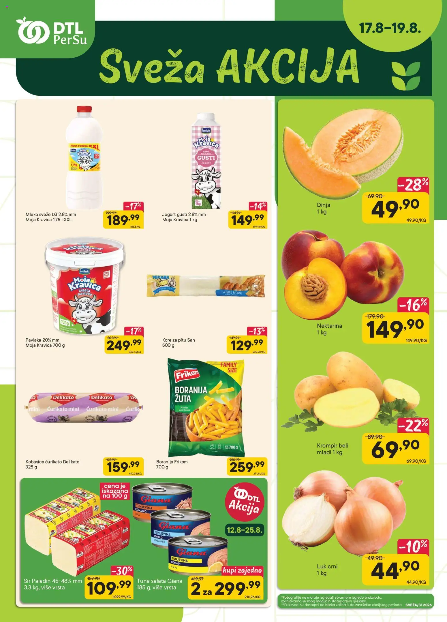 PerSu katalog - važi od 17.08.2026 | Strana: 1 | Proizvode: Boranija, Krompir, Mleko, Kobasica