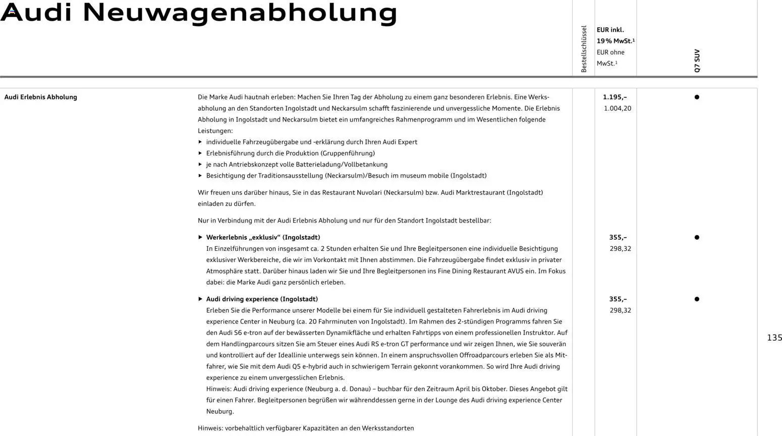 Audi Q7 – gültig ab 23.06.2026 | Seite: 135