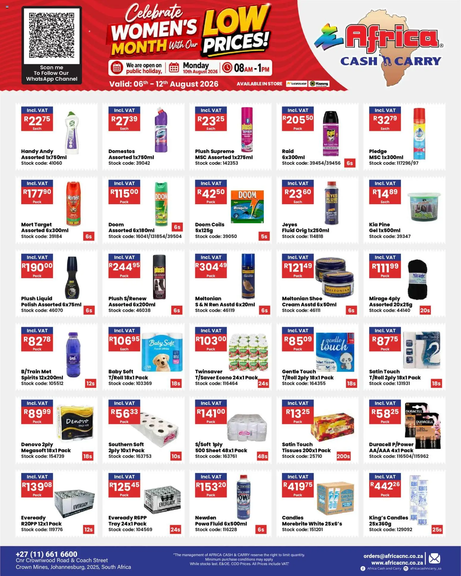 New Africa Cash & Carry catalogue – valid from 06/08/2026 | Page: 20 | Products: Toilet, Blush, Stock, Tissues