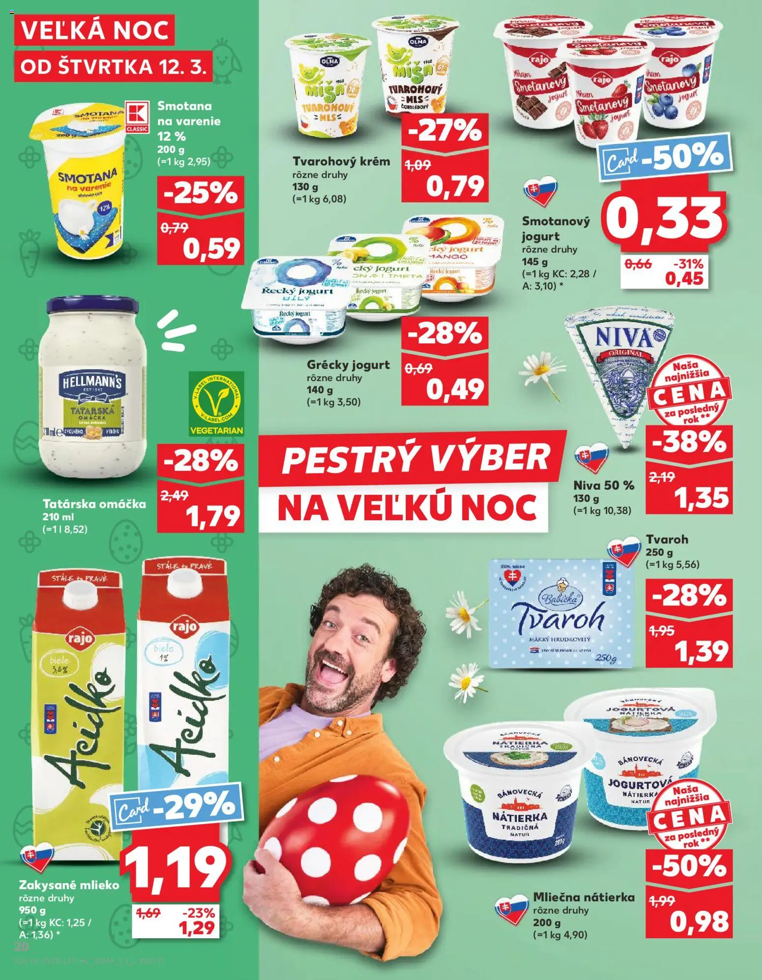 Nové Kaufland akcie – leták je platný od 12.03.2026 | Strana: 20 | Produkty: Jogurt, Smotana, Krém, Zakysané mlieko