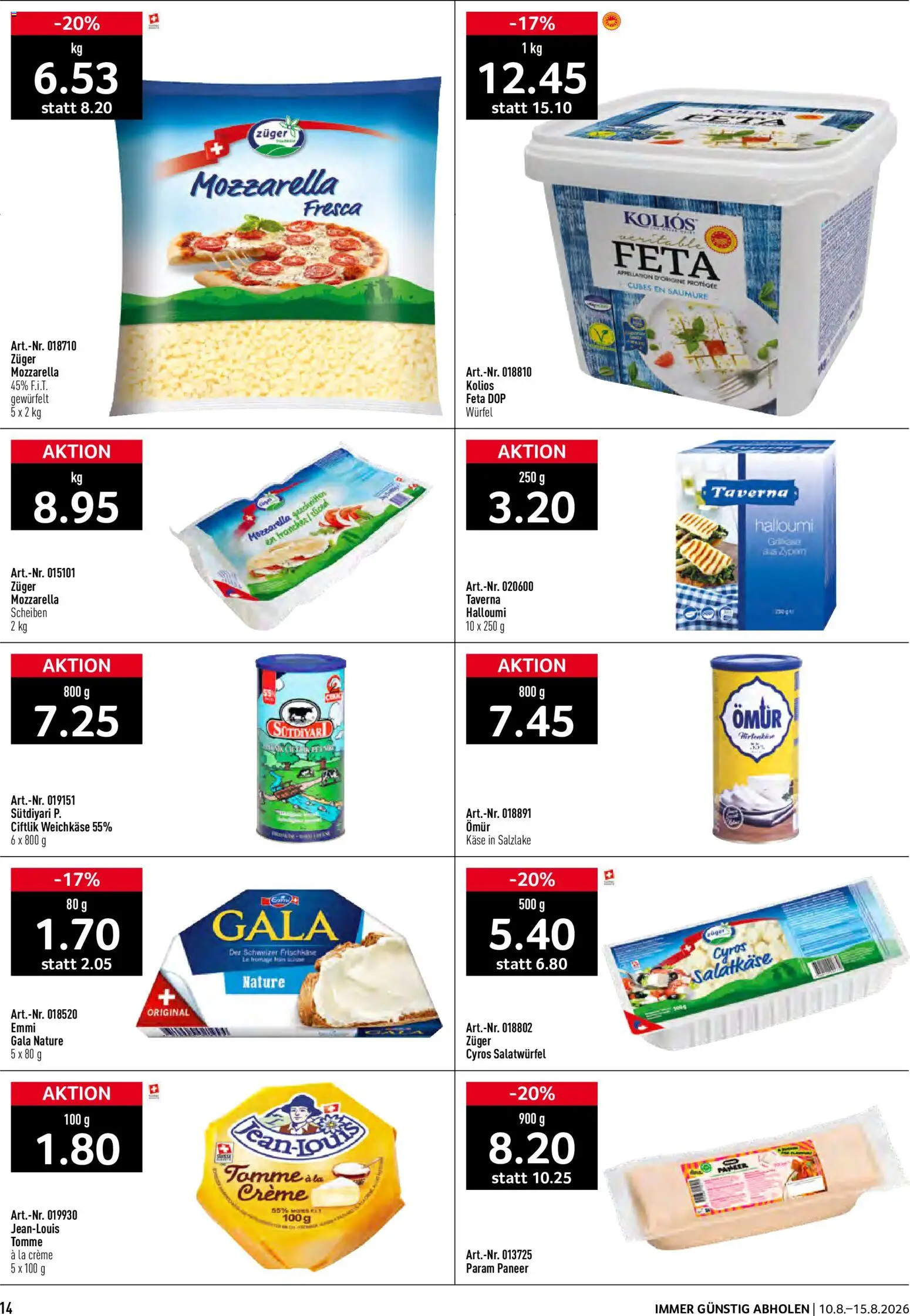 Prodega aktionen – gültig ab 10.08.2026 | Seite: 14 | Produkte: Feta, Käse, Creme