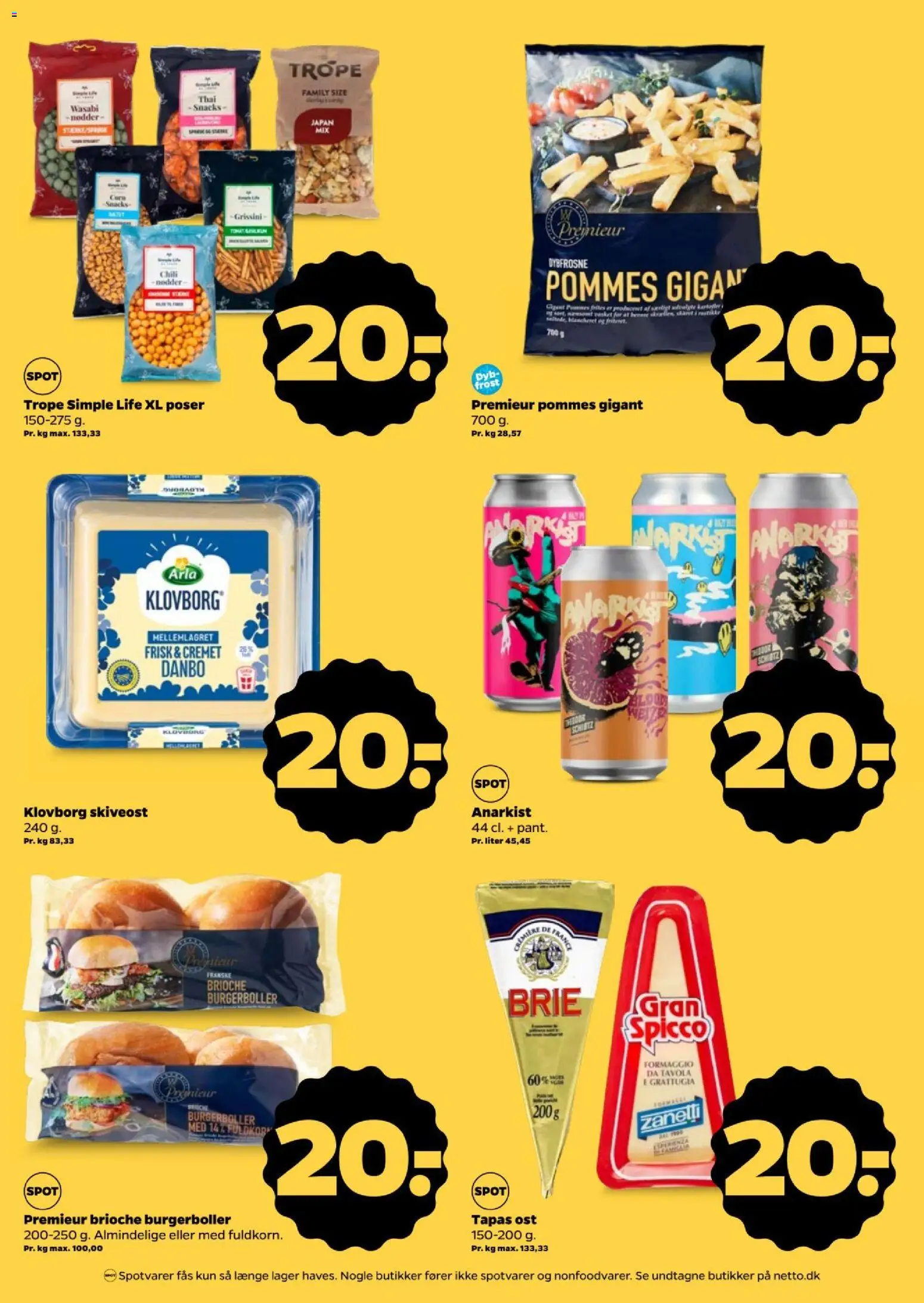 Netto tilbudsavis – gyldig fra 22/08/2026 | Side: 4 | Produkter: Ost, Snacks, Burgerboller, Brioche