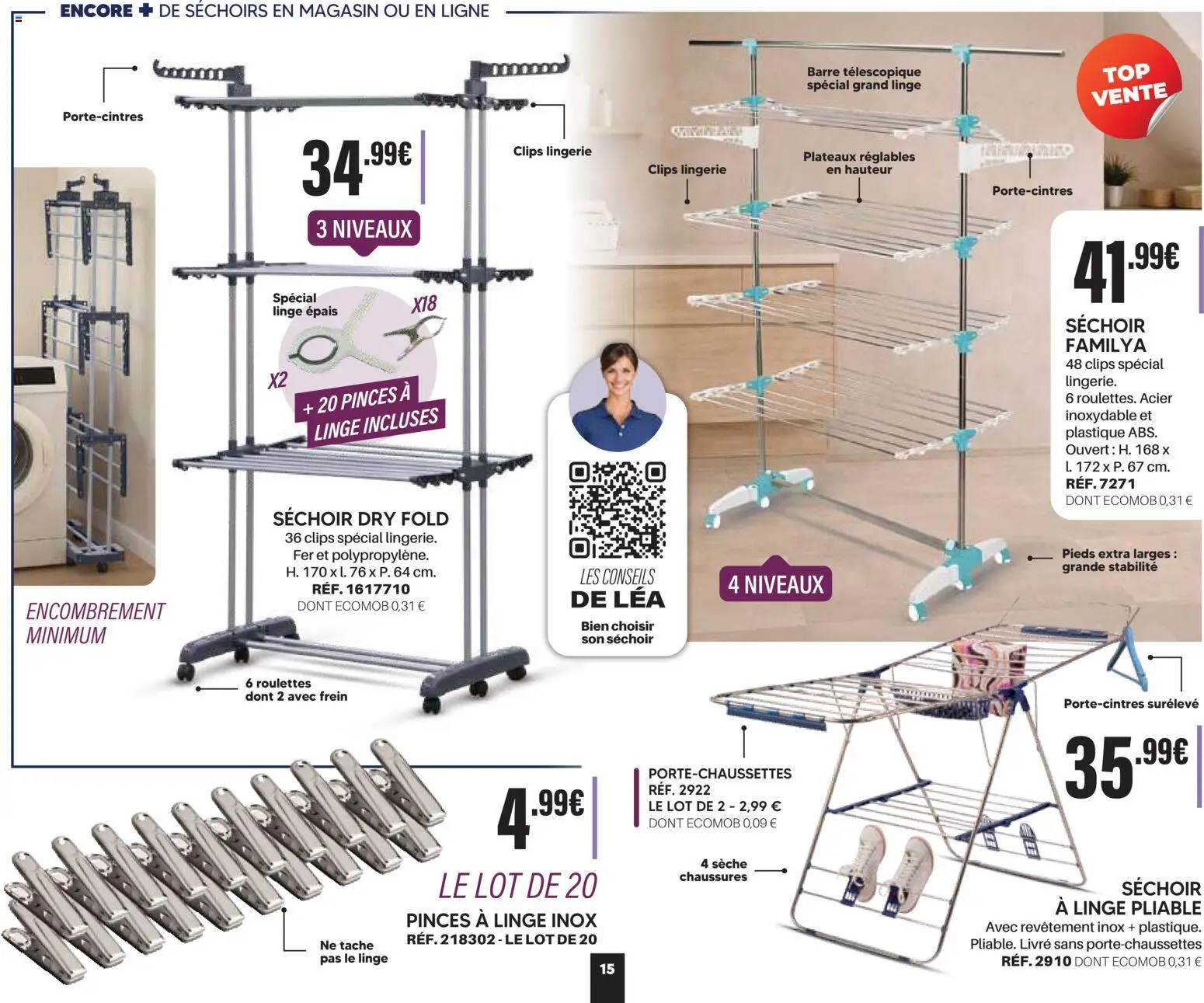 {H1} | Page: 15 | Produits: Pinces, Séchoir, Chaussures, Livre