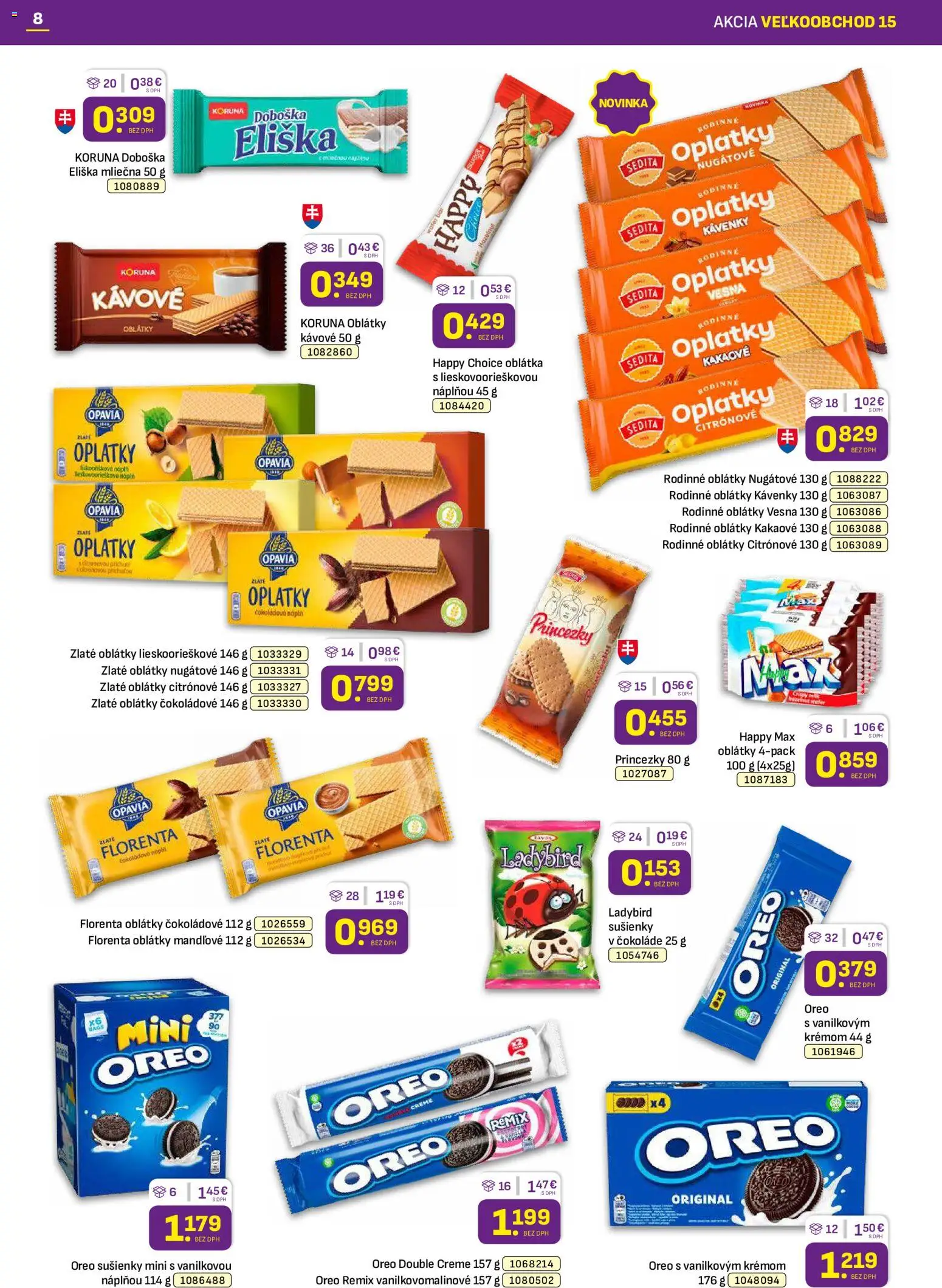 Nové Libex akcie – leták je platný od 27.07.2026 | Strana: 8 | Produkty: Sušienky, Oblátky, Oreo