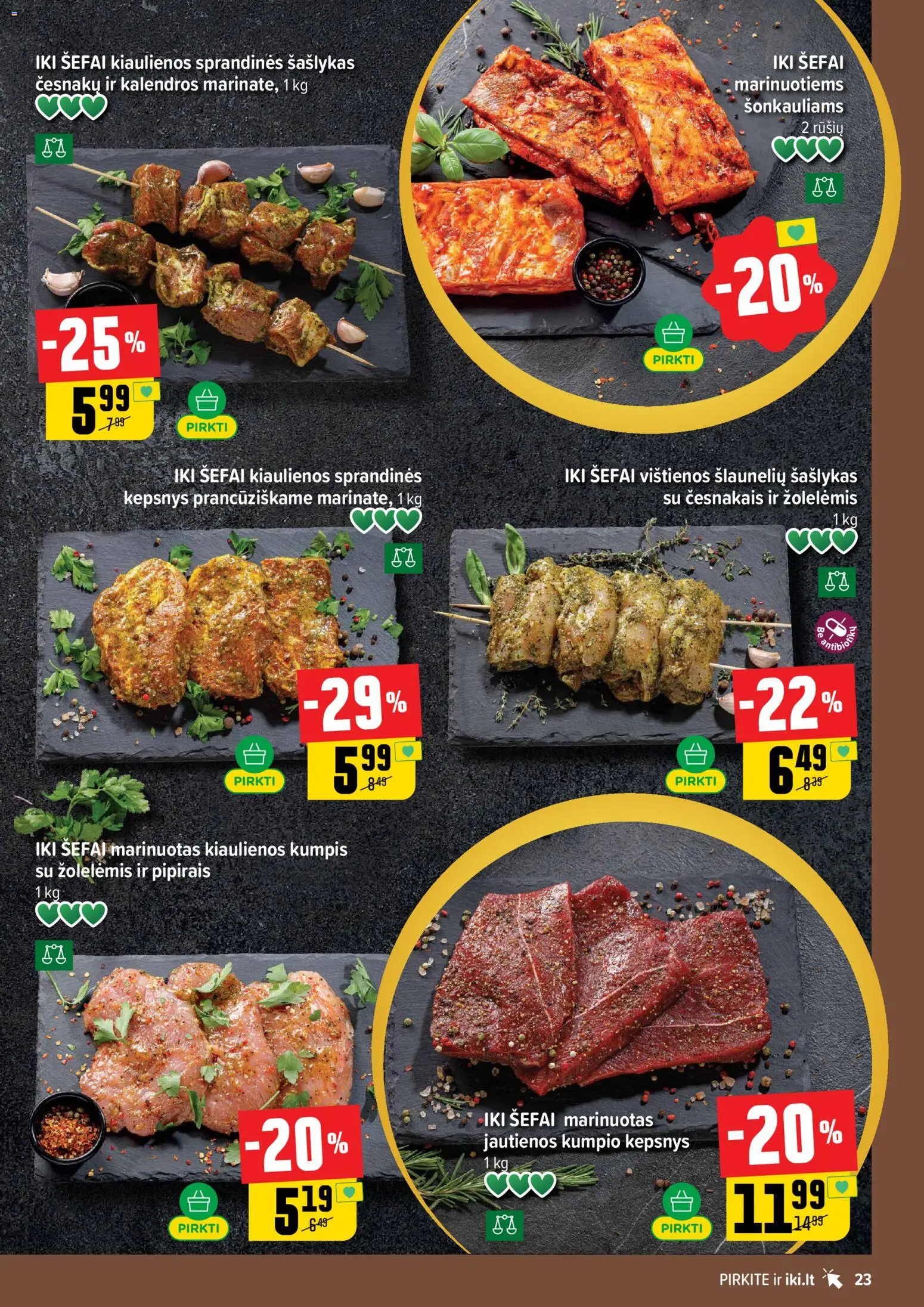 IKI akcijos nuo 04.05.2026 | Puslapis: 23 | Prekių: Vištienos, Kiaulienos, Jautienos, Kumpis