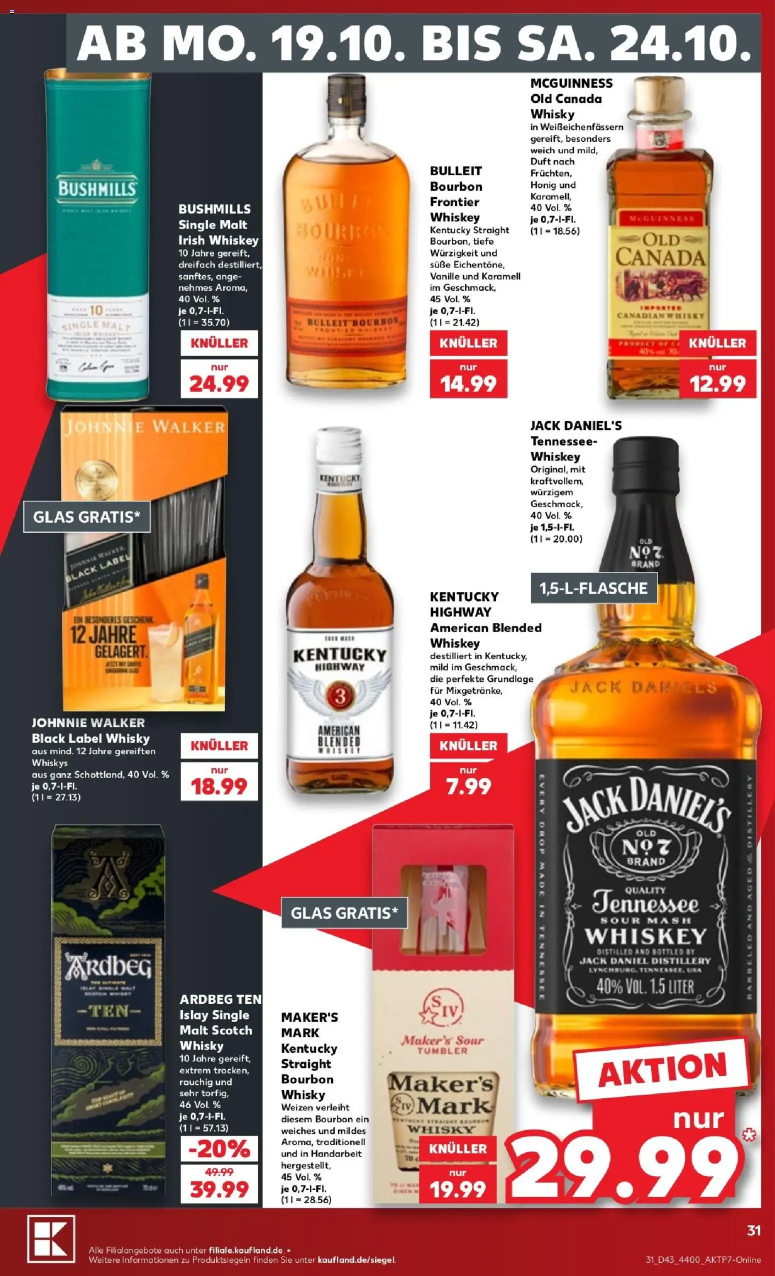 Kaufland Prospekt Leipzig – gültig ab 19.10.2026 | Seite: 31 | Produkte: Whisky, Vanille, Bourbon, Whiskey