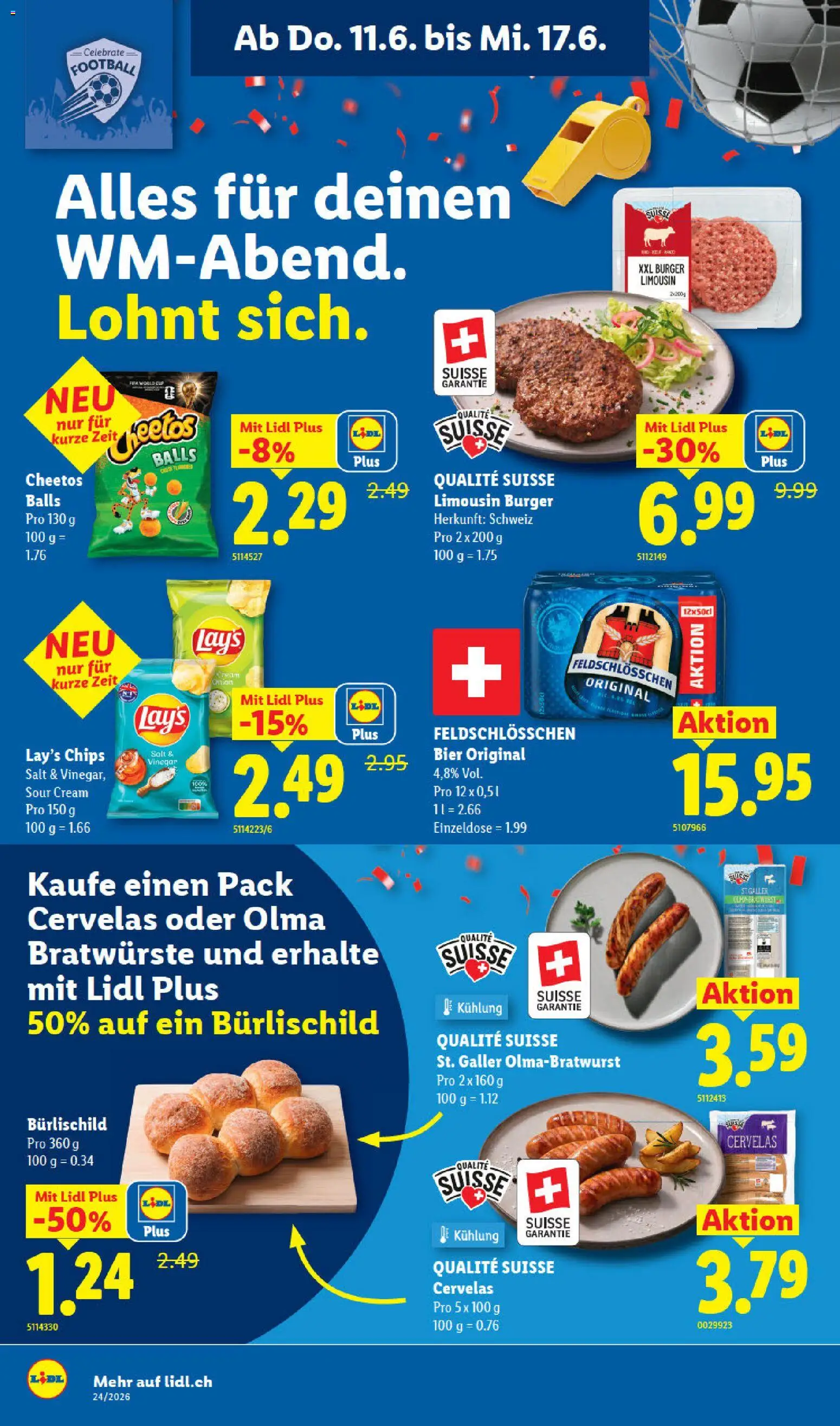 Lidl aktionen – gültig ab 11.06.2026 | Seite: 16 | Produkte: Burger, Bier, Chips