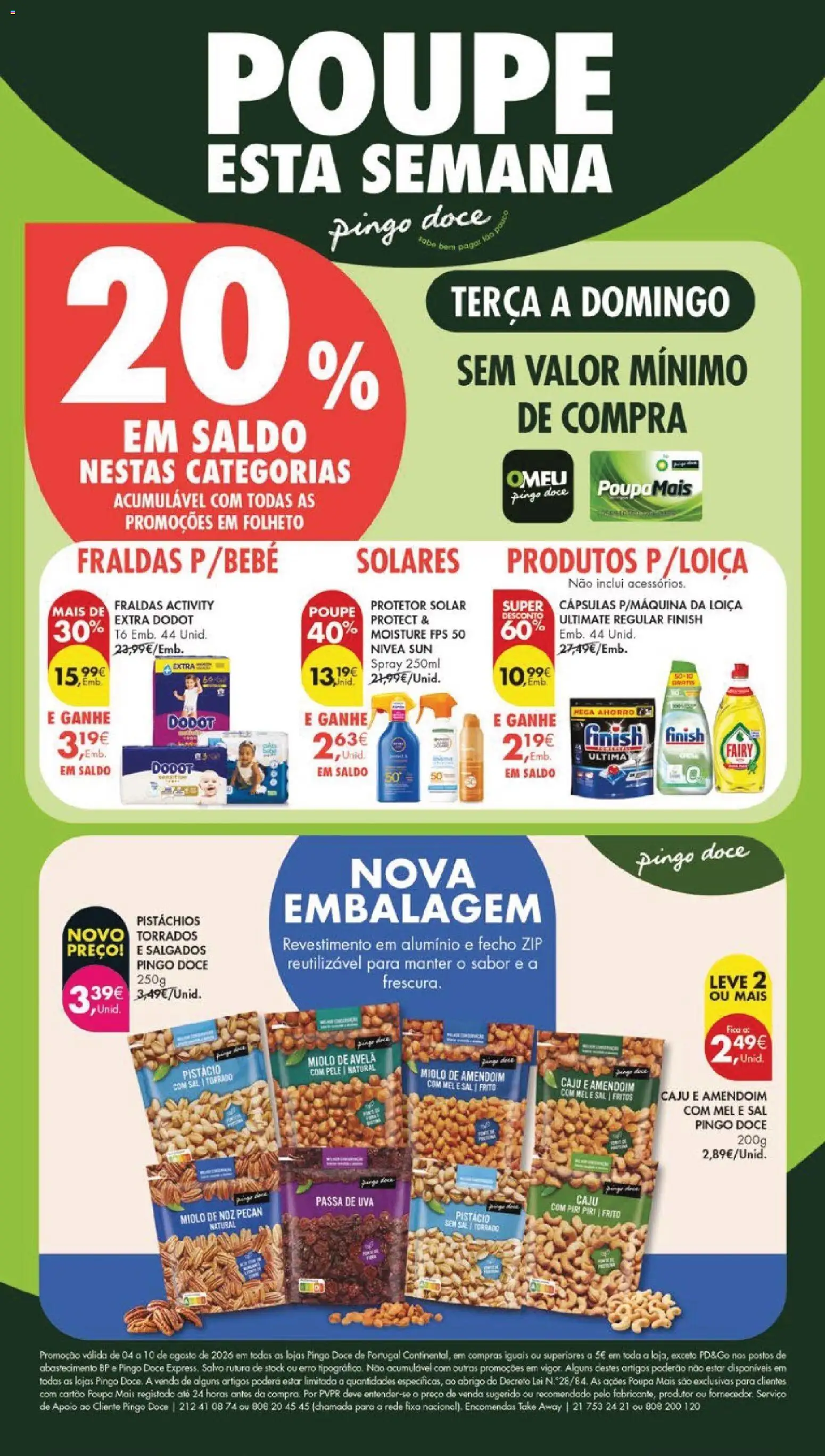Pingo Doce folheto │ válido de 04/08/2026 | Página: 54 | Produtos: Fraldas, Protetor solar, Sal, Mel