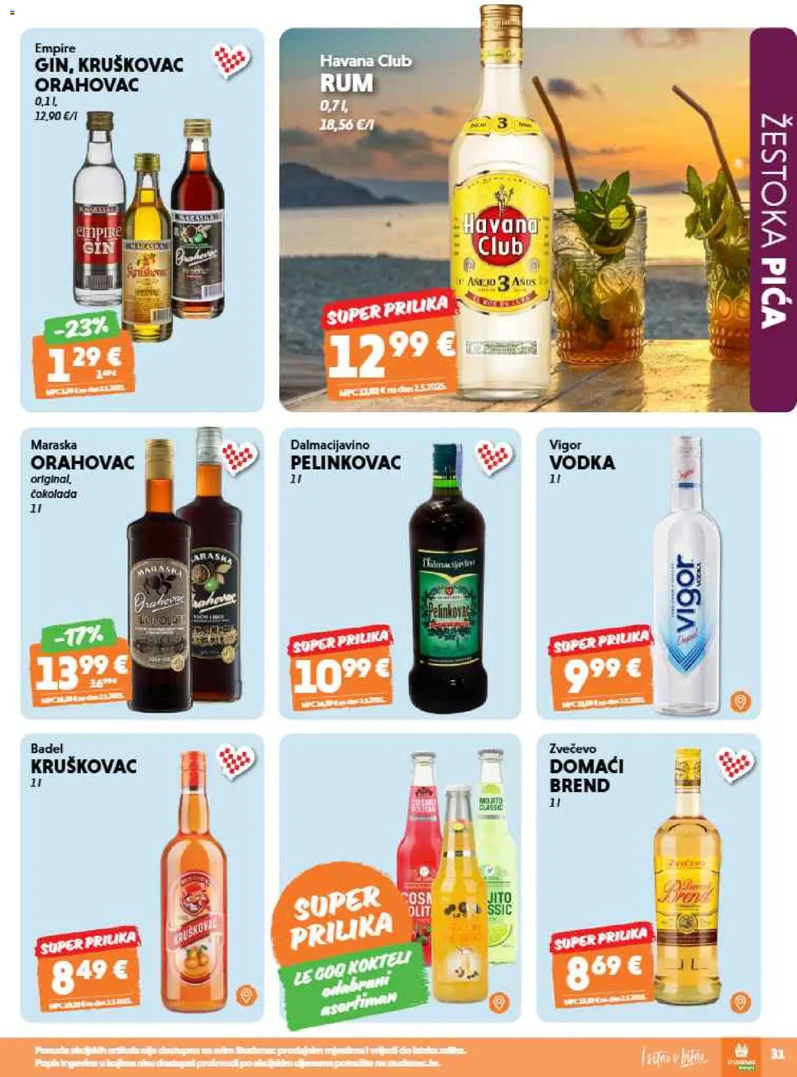 Studenac katalog | vrijedi od 12.08.2026 | Stranica: 31 | Proizvodi: Pelinkovac, Čokolada, Havana, Badel