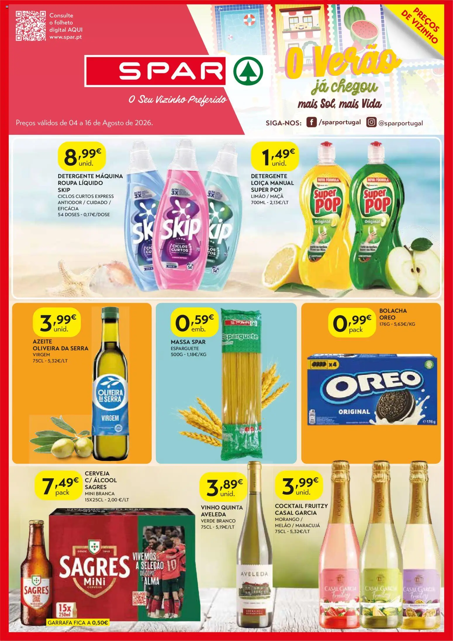 Spar - folheto │ válido de 04/08/2026 | Página: 1 | Produtos: Esparguete, Azeite, Maça, Massa